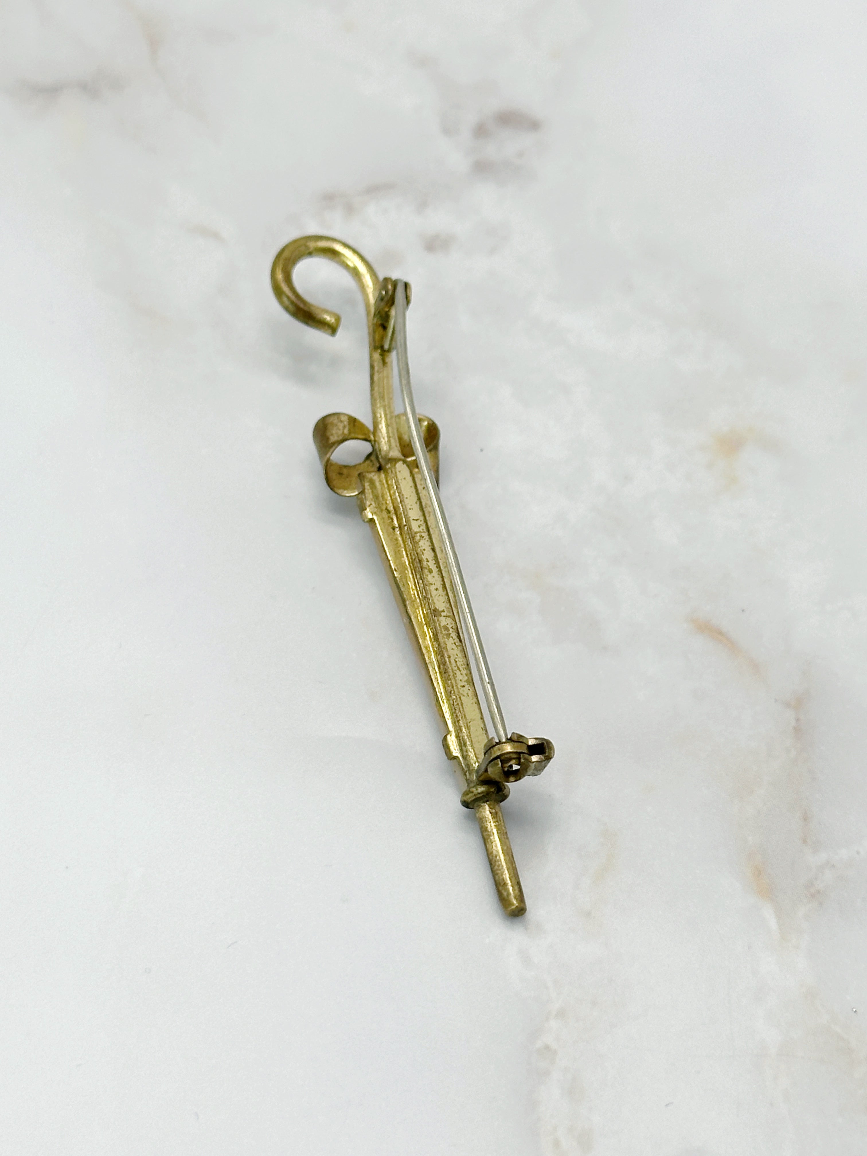 Ausgefallene Vintage Brosche Regenschirm mit Perlmutt