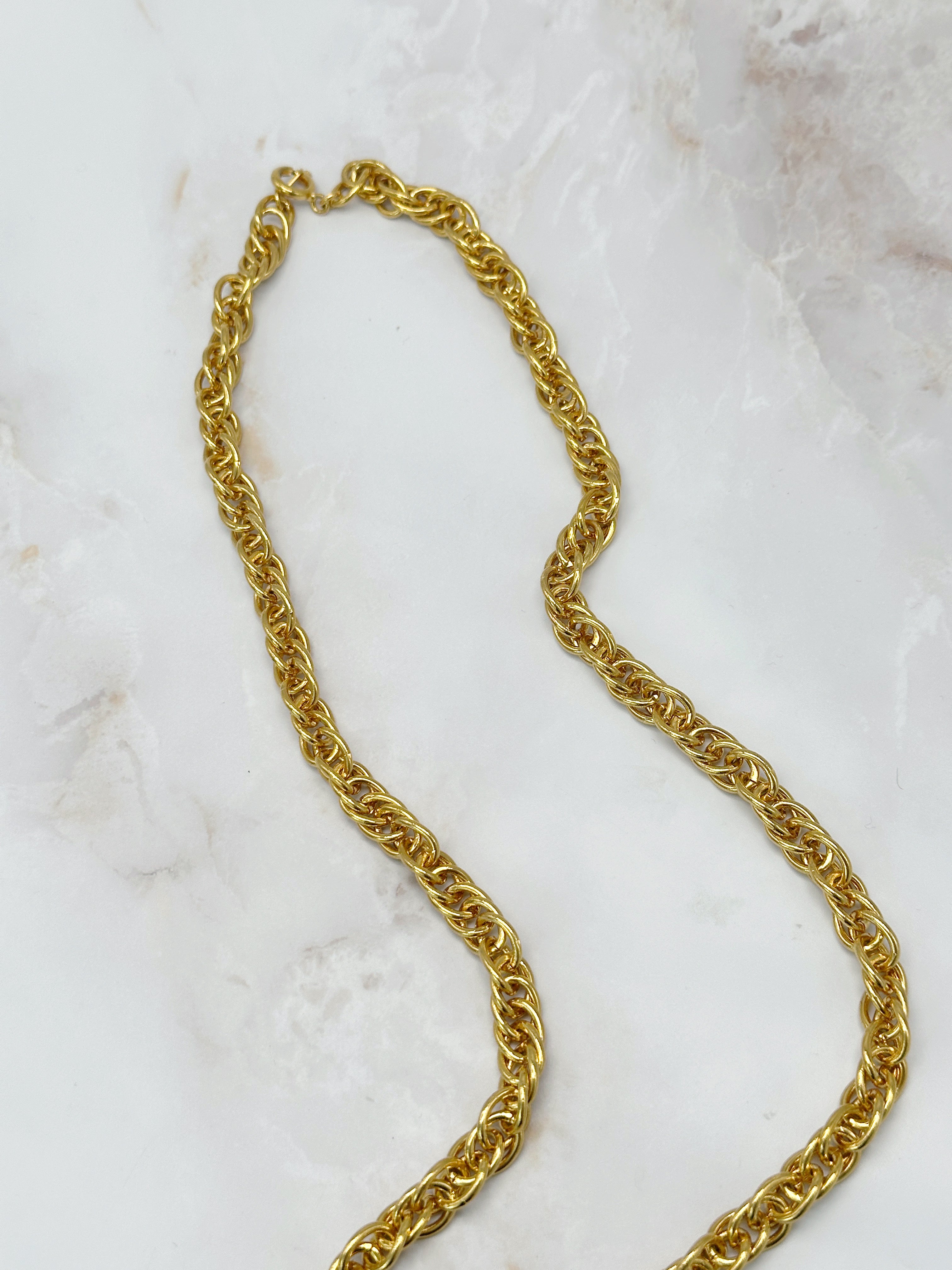 Lange Vintage Gliederkette 18 Karat vergoldet