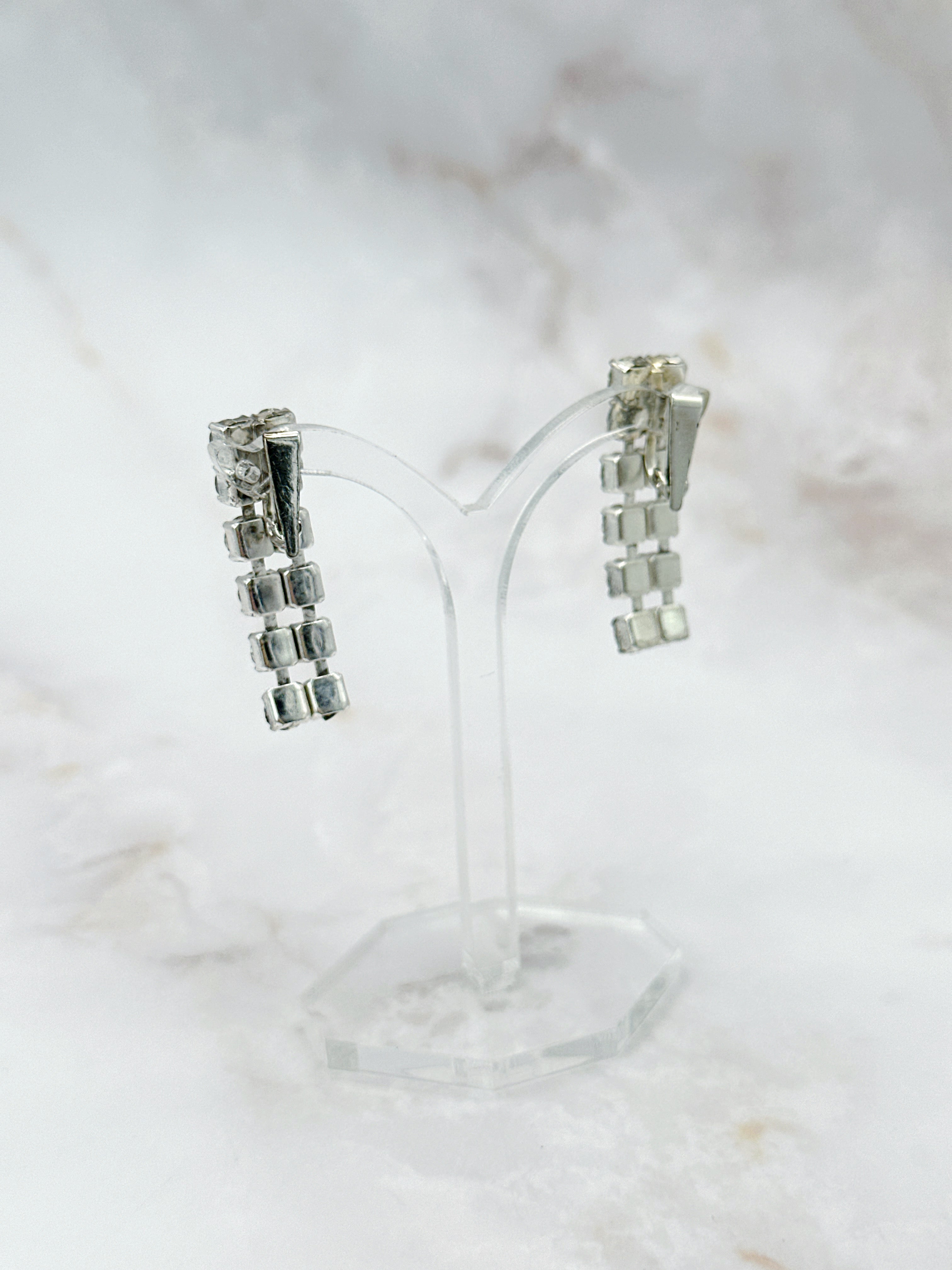 Strass Ohrclips mit Tassel-Detail