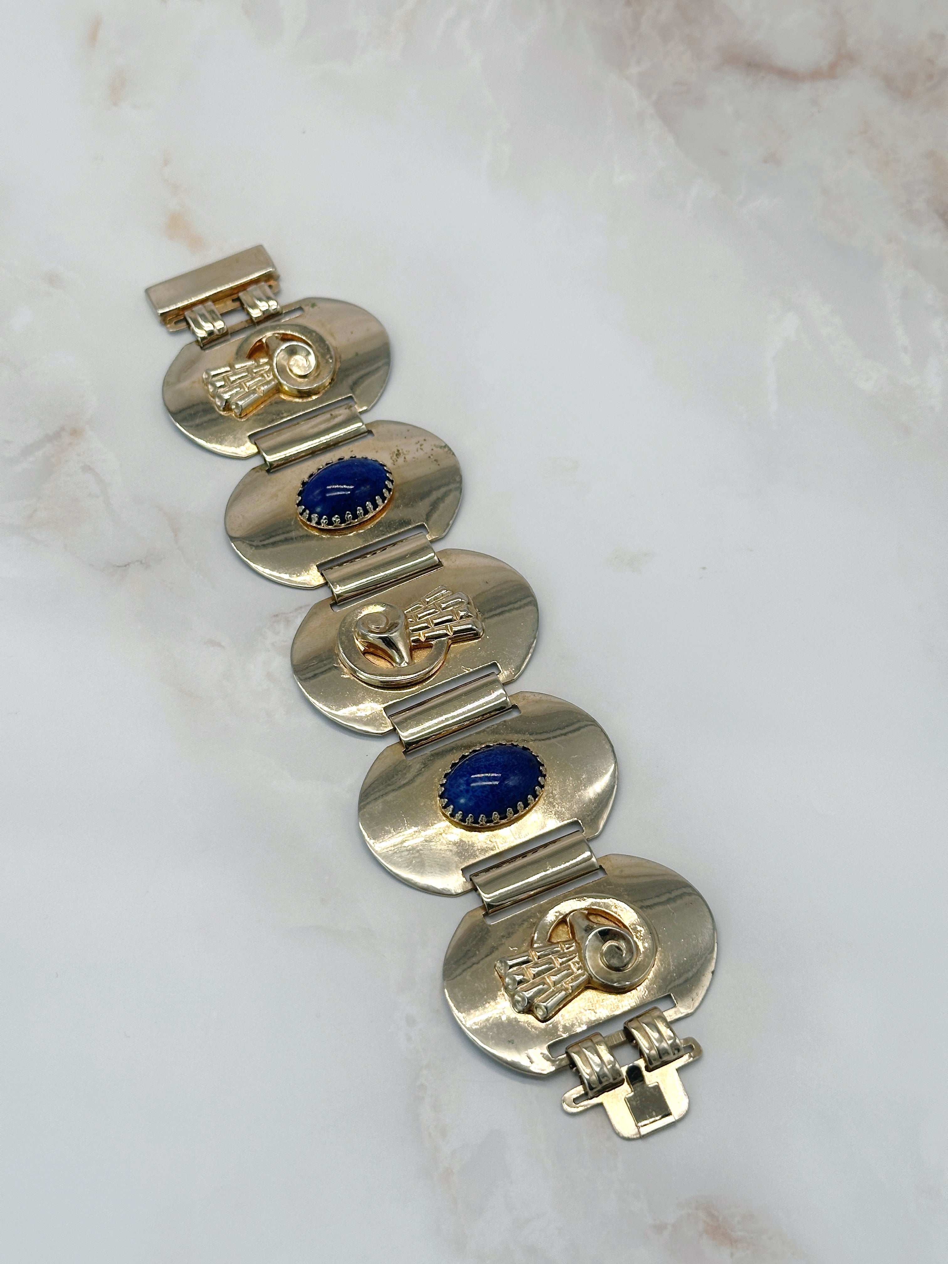 Elegantes Vintage Armband mit blauen Glassteinen