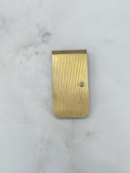 Vergoldeter Vintage Geldclip mit Strass und gerippter Oberfläche
