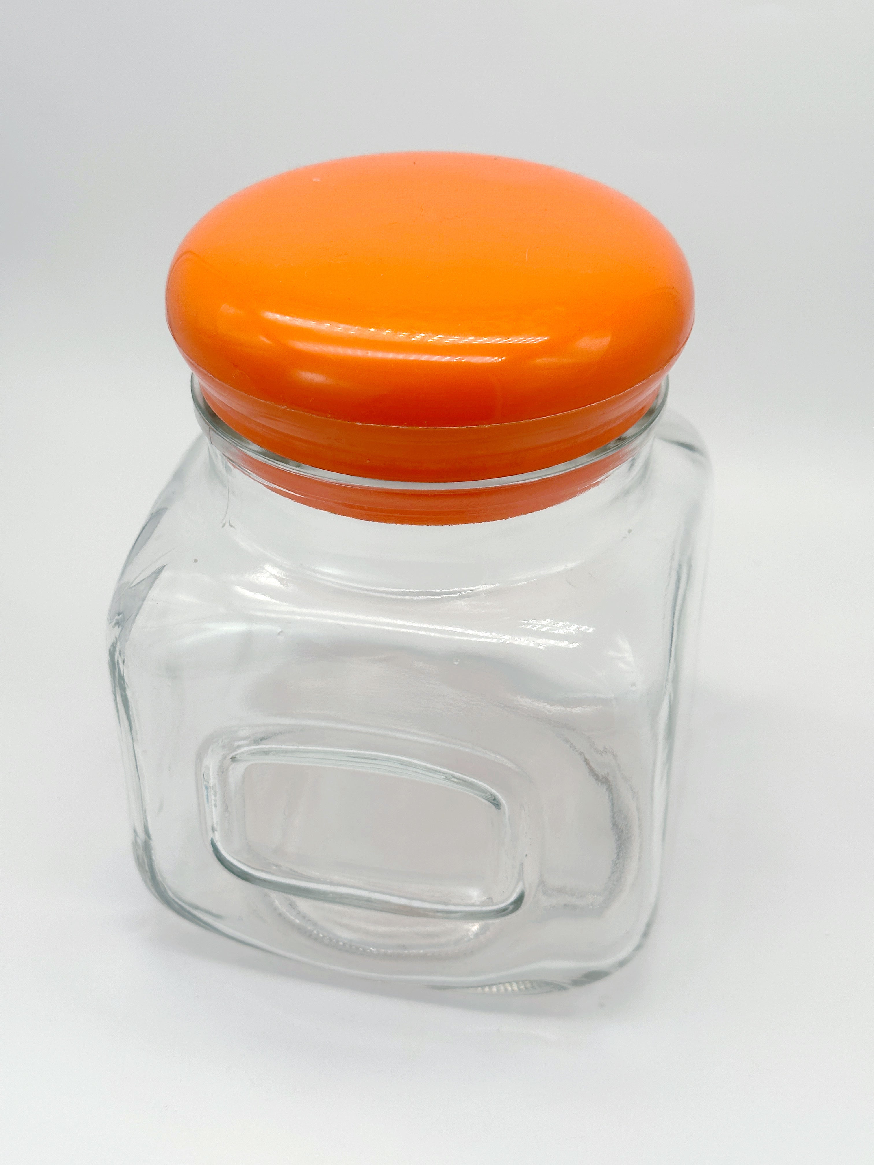 Retro Vorratsglas aus Pressglas 70er Jahre Orange
