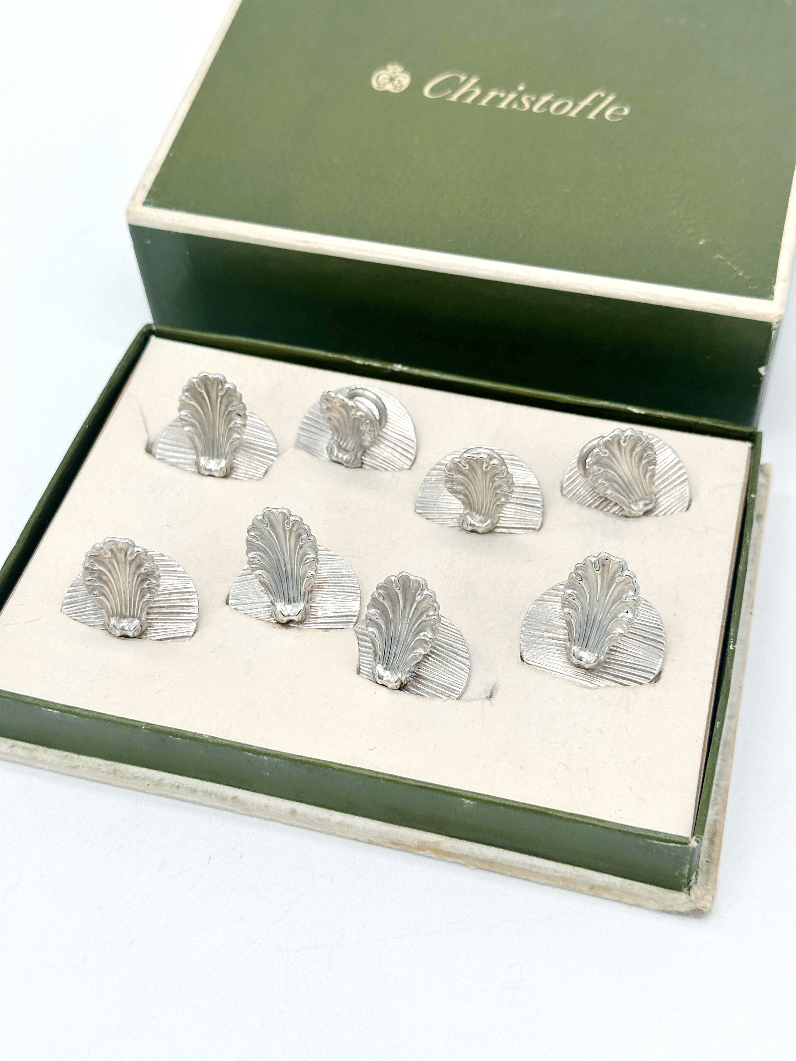 Versilberte Tischkartenhalter in Muschelform von Christofle Paris