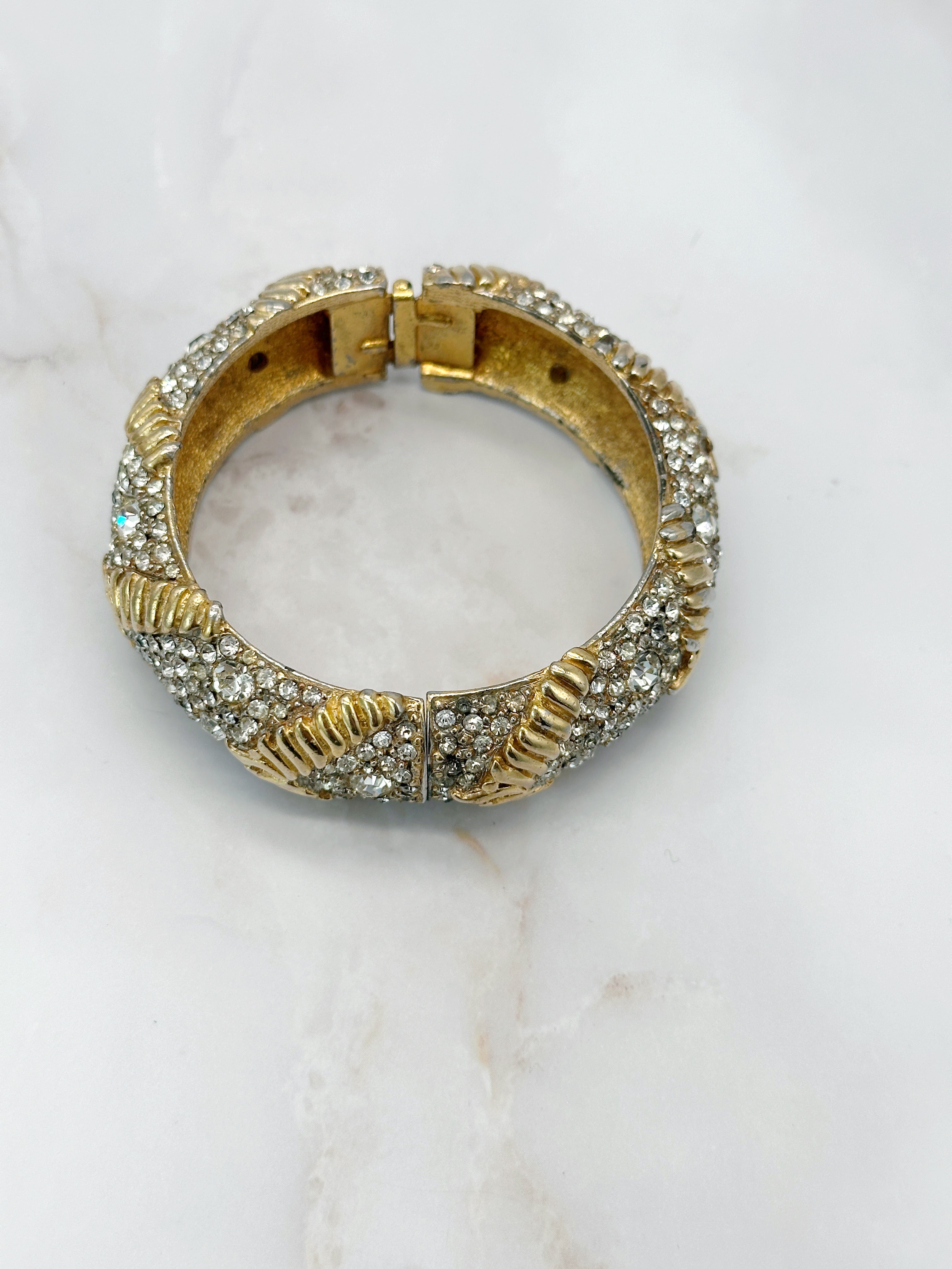 Exquisiter Vintage Armreif von Cadoro, vergoldet mit Strass