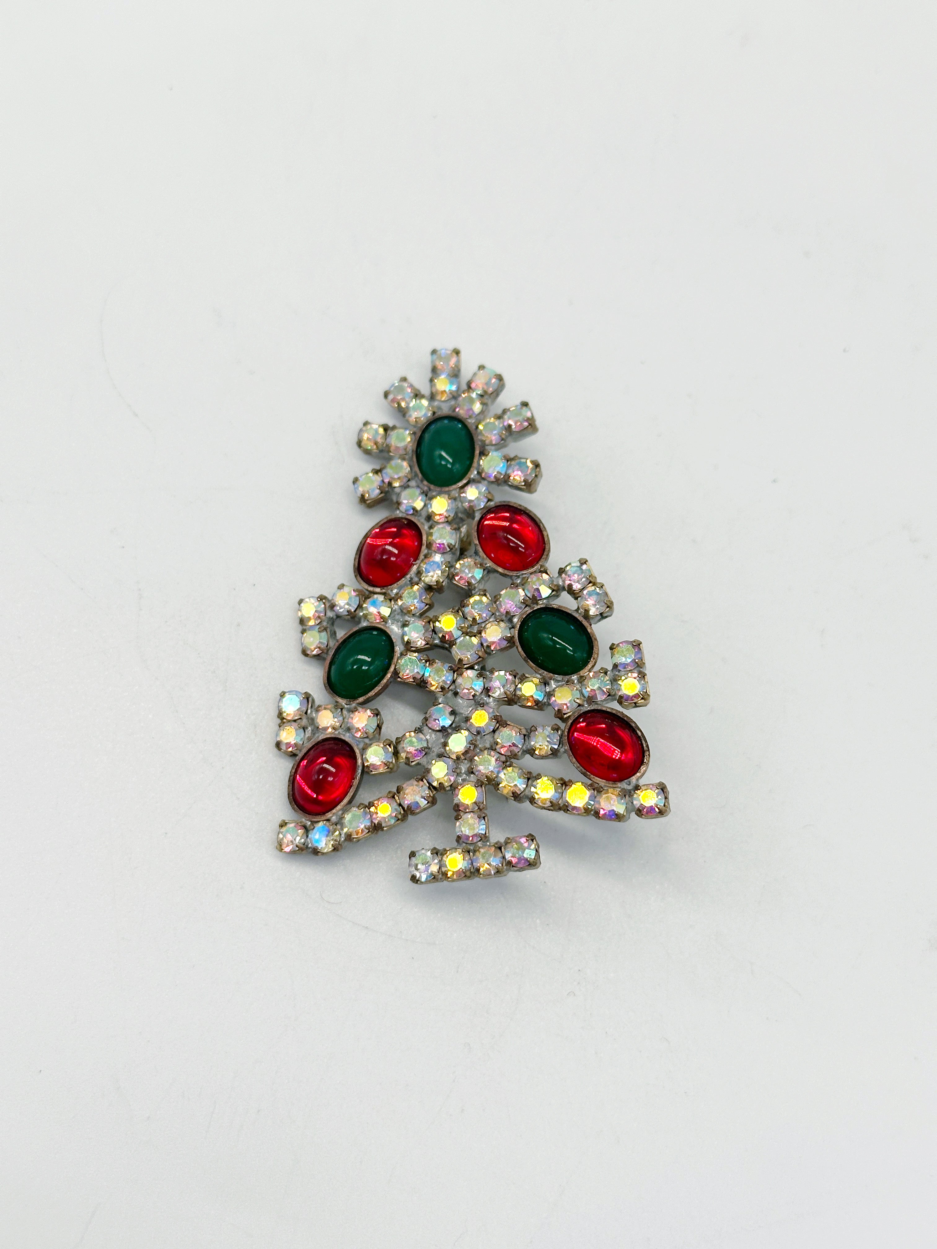 Funkelnde Gablonzer Brosche Christbaum