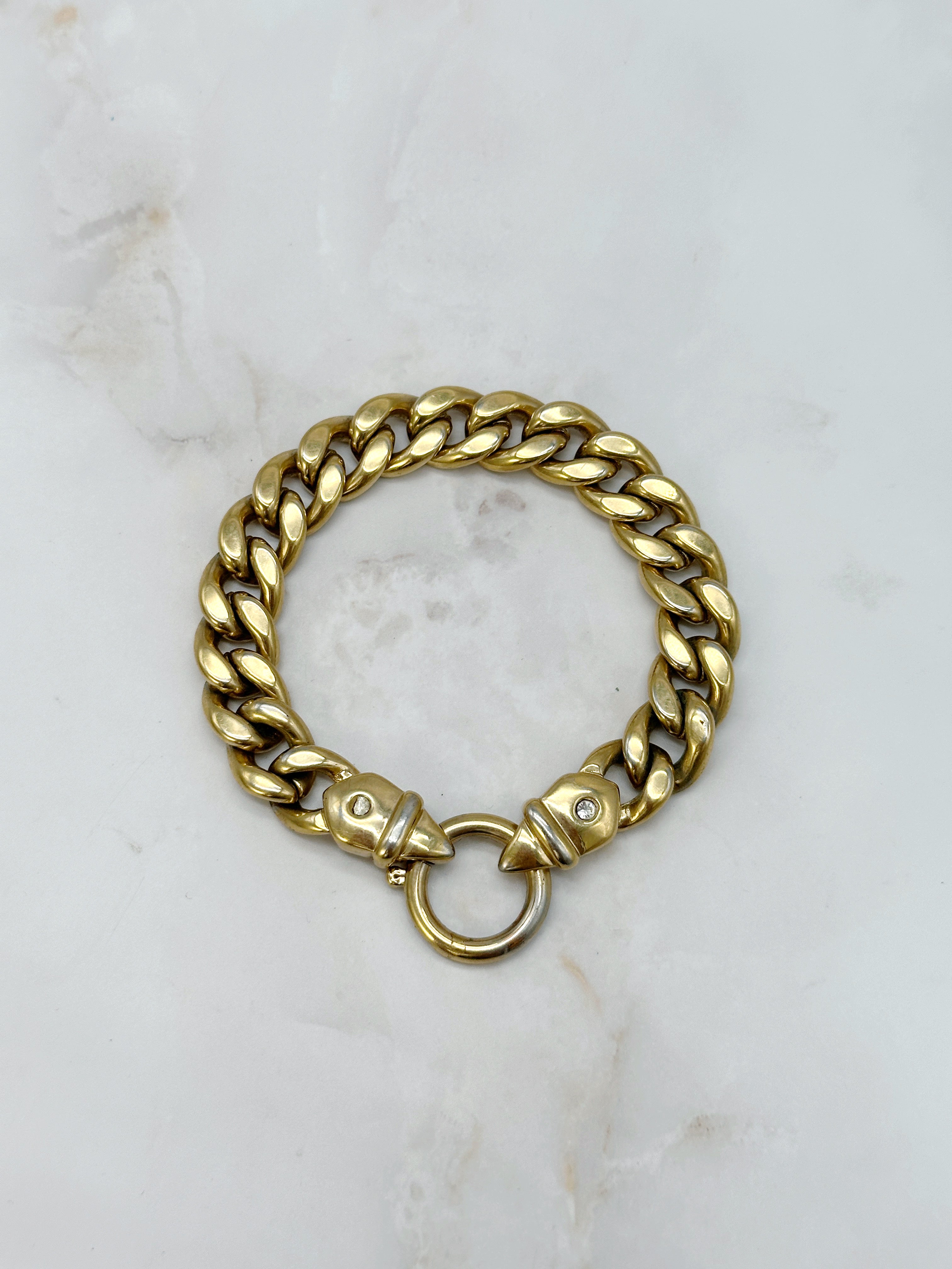 Vintage curb bracelet with rhinestone detail