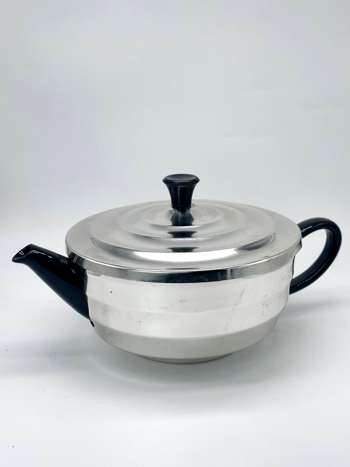 Vintage-Teekanne aus schwarzer Keramik mit Thermofunktion