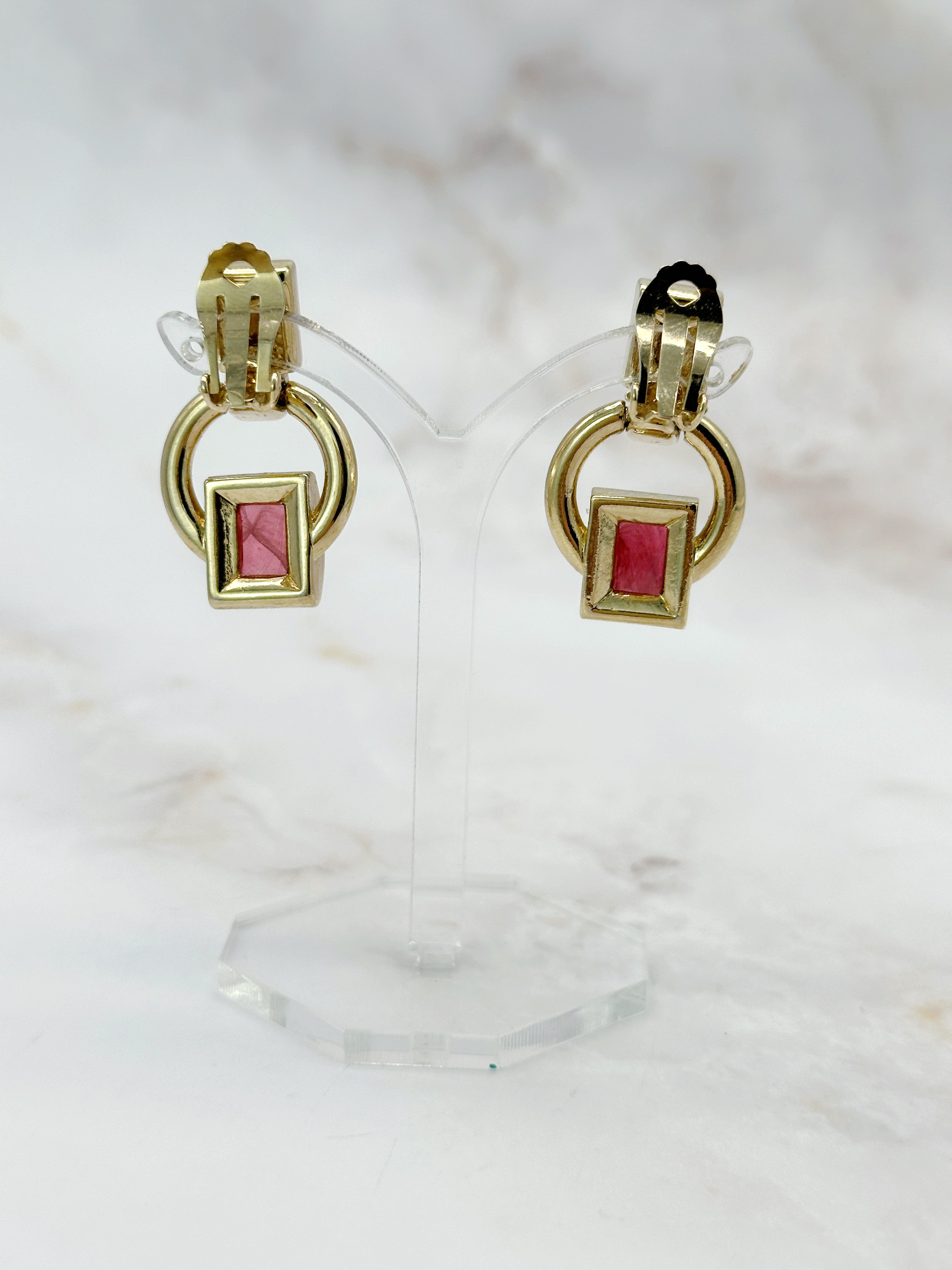 Vintage Ohrclips mit Strass und Glascabochons