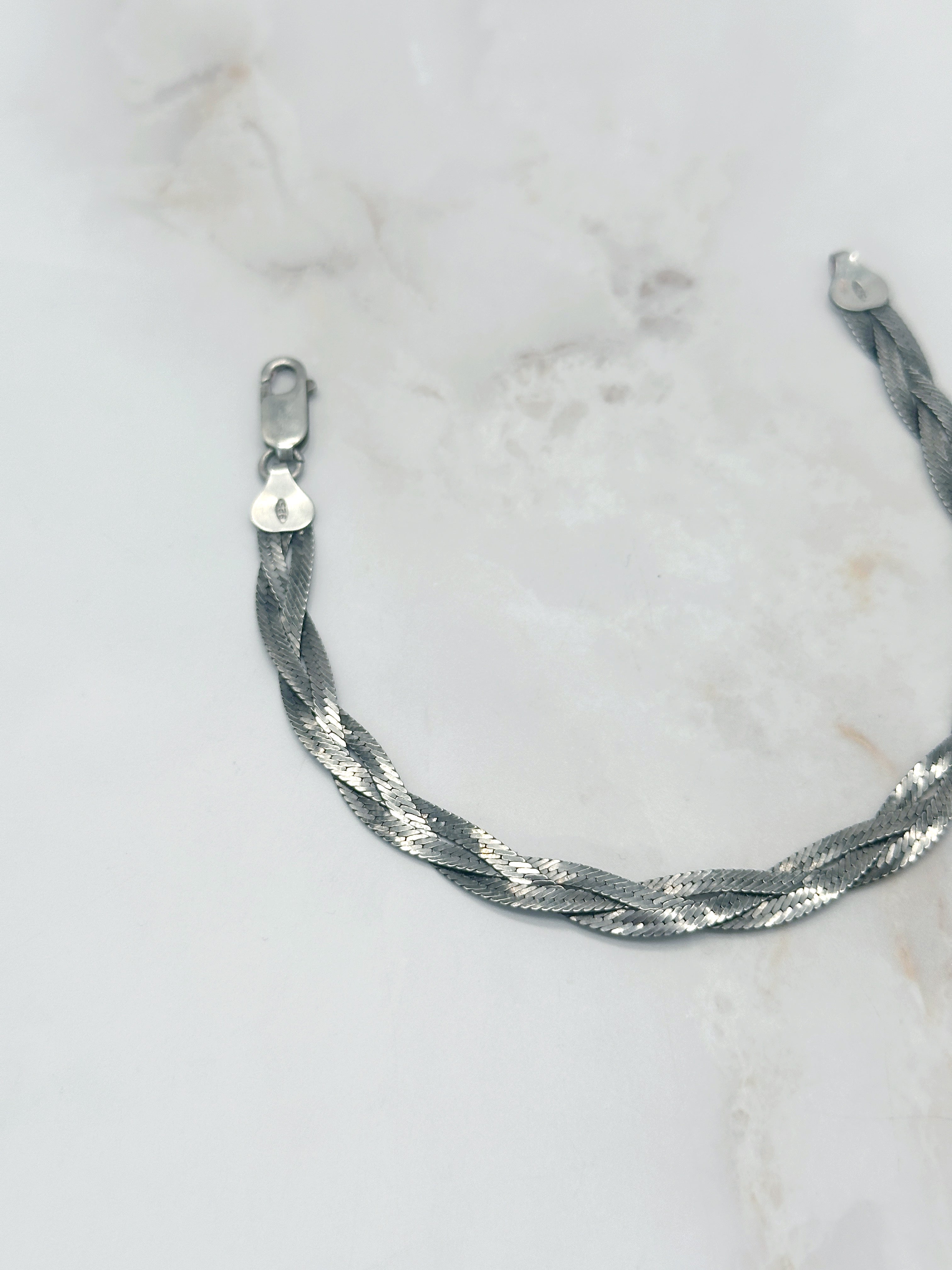 Vintage Armband aus 925 Sterling Silber mit geflochtenem Design