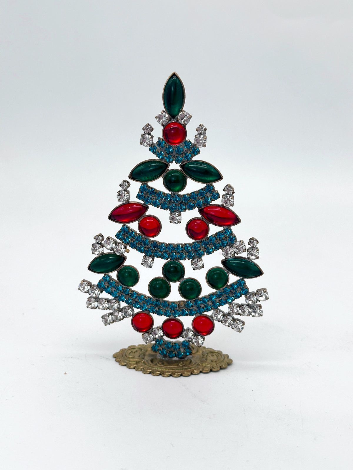 Gablonzer Weihnachtsbaum mit bunten Glassteinen