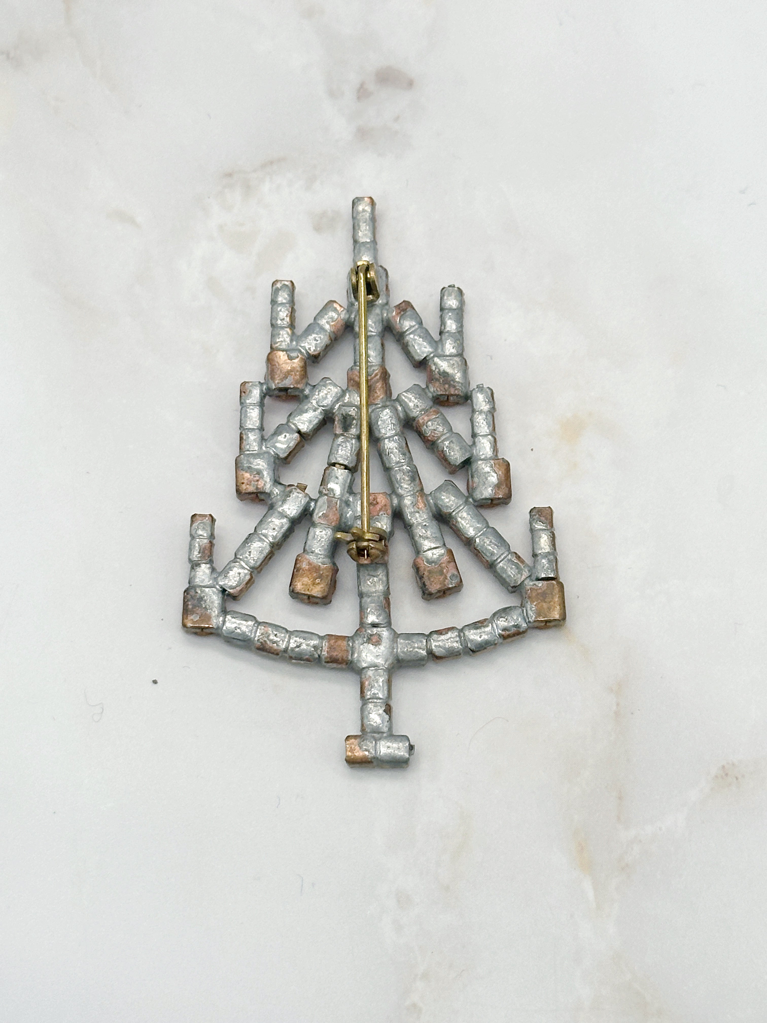 Funkelnde Gablonzer Brosche Christbaum