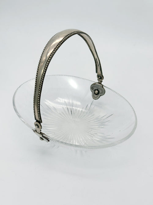 Antique candy dish made of crystal glass and silver, Holland around 18