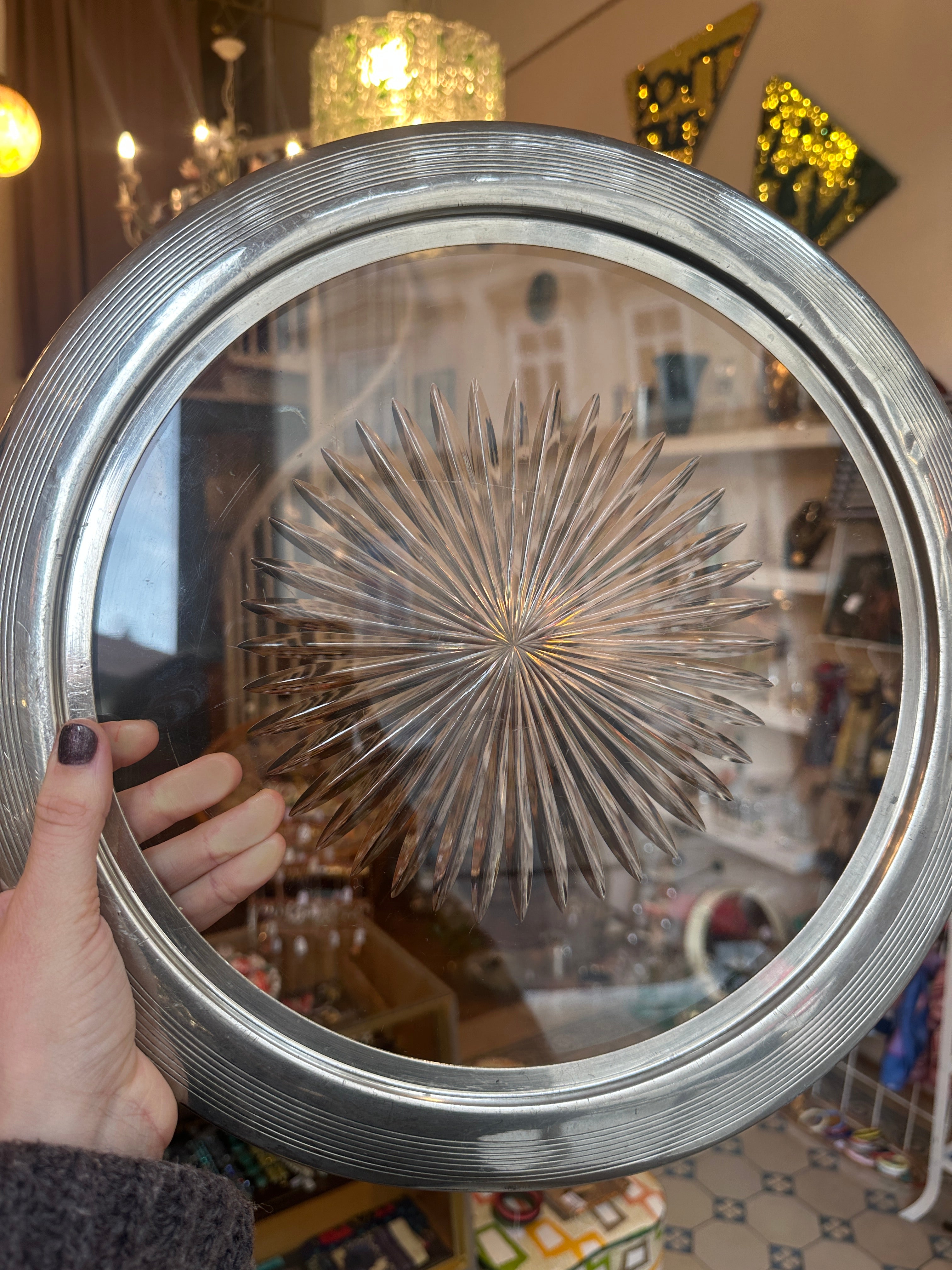 Große antike Jugendstil Servierplatte Gebr. Schuh