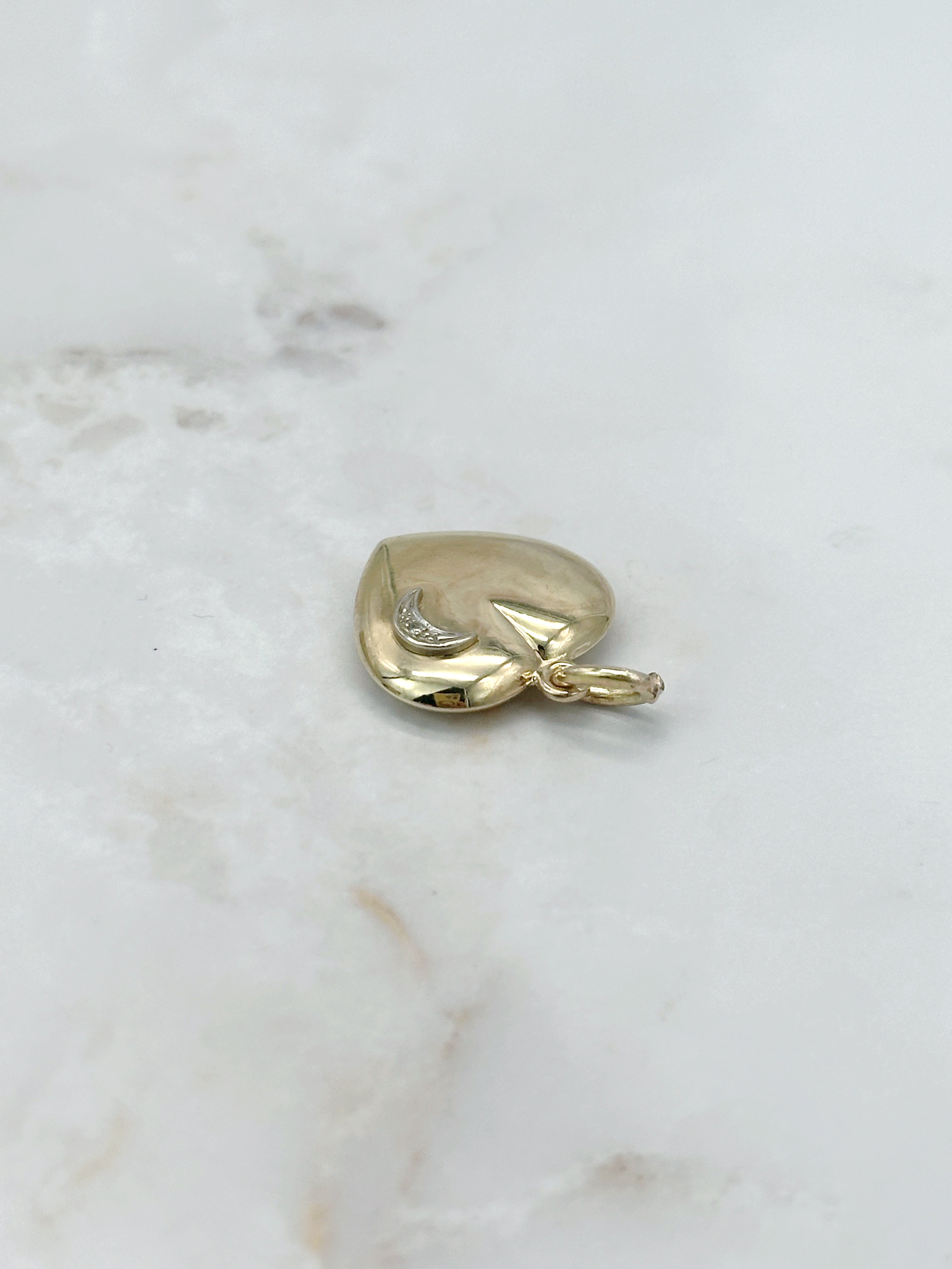 Vintage Herzanhänger mit Mond in 585 Gelbgold