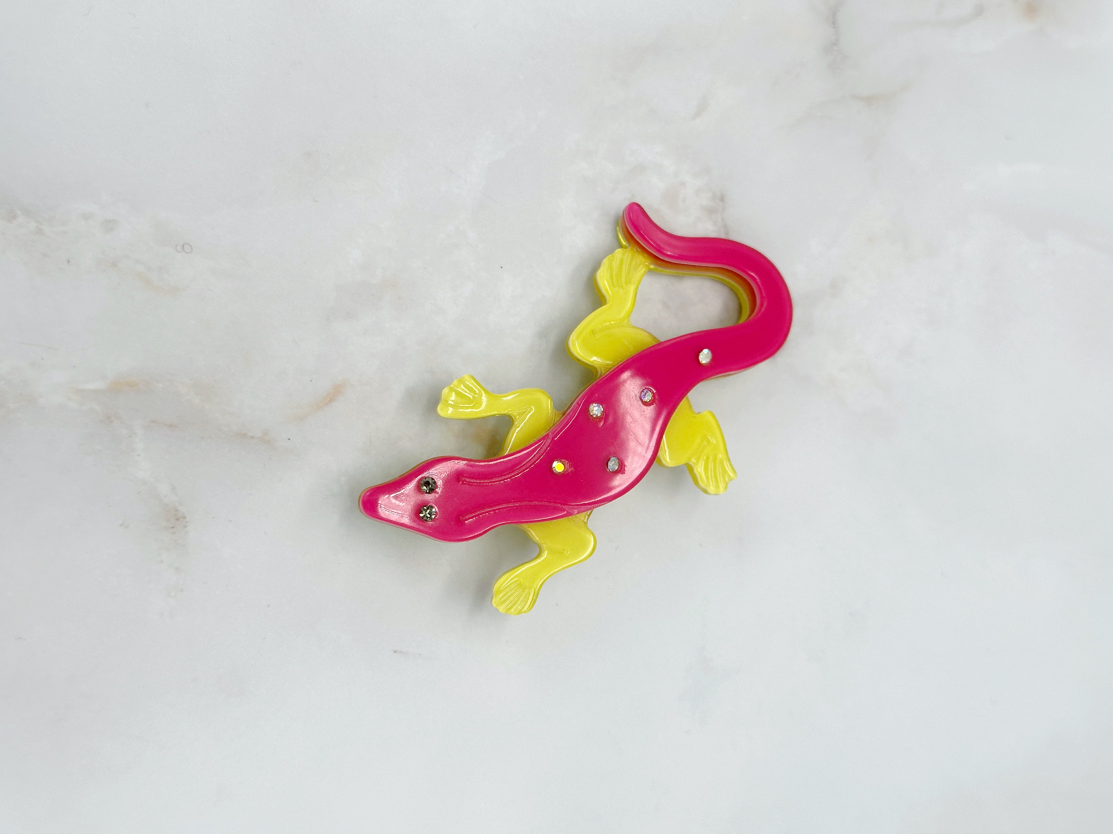 Vintage Salamander-Brosche mit Strass