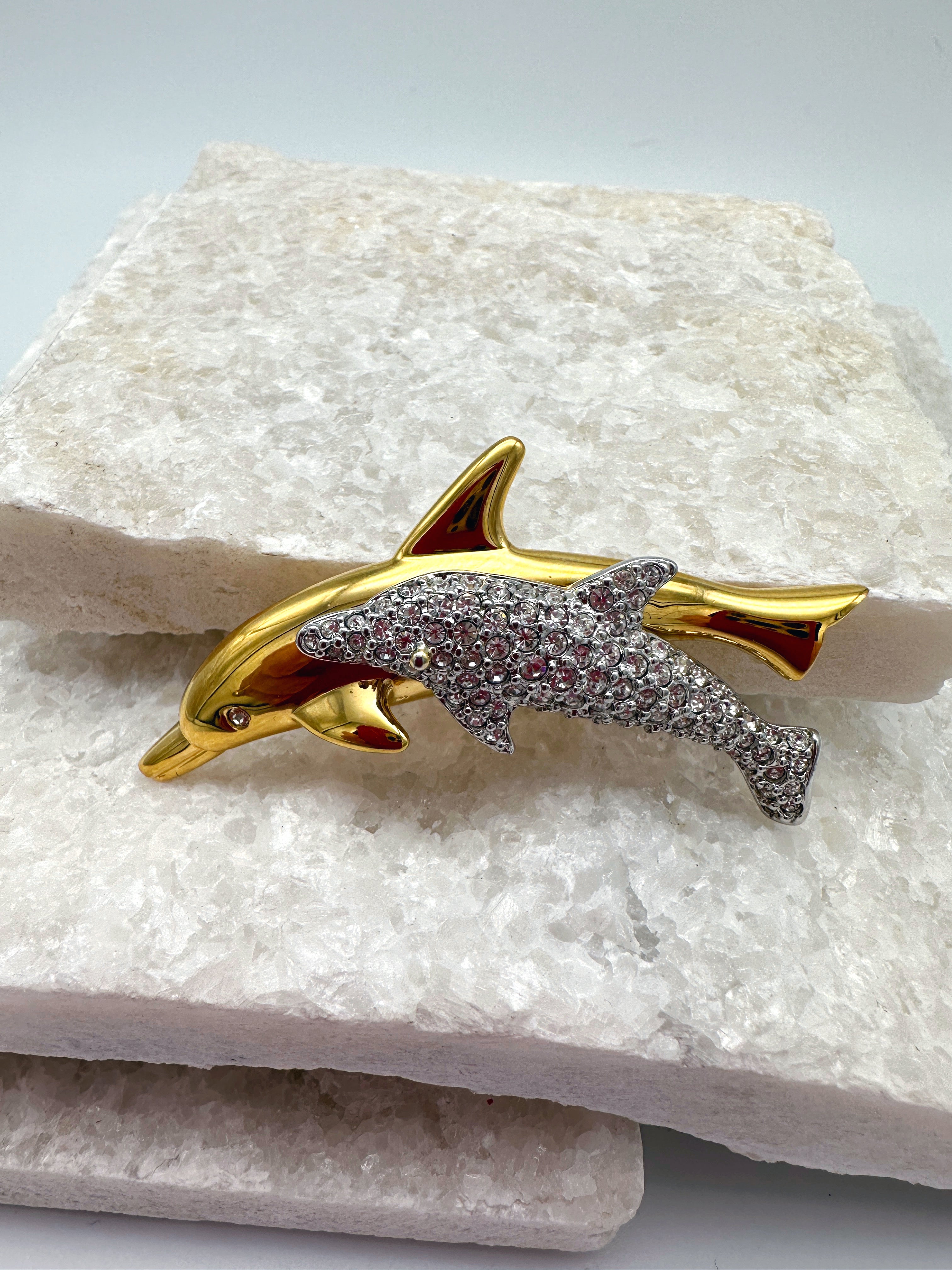 Vintage Swarovski Delphin Brosche