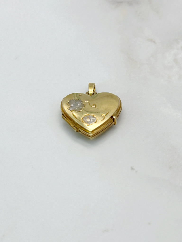 Vintage Herz Medaillon in Gelbgold