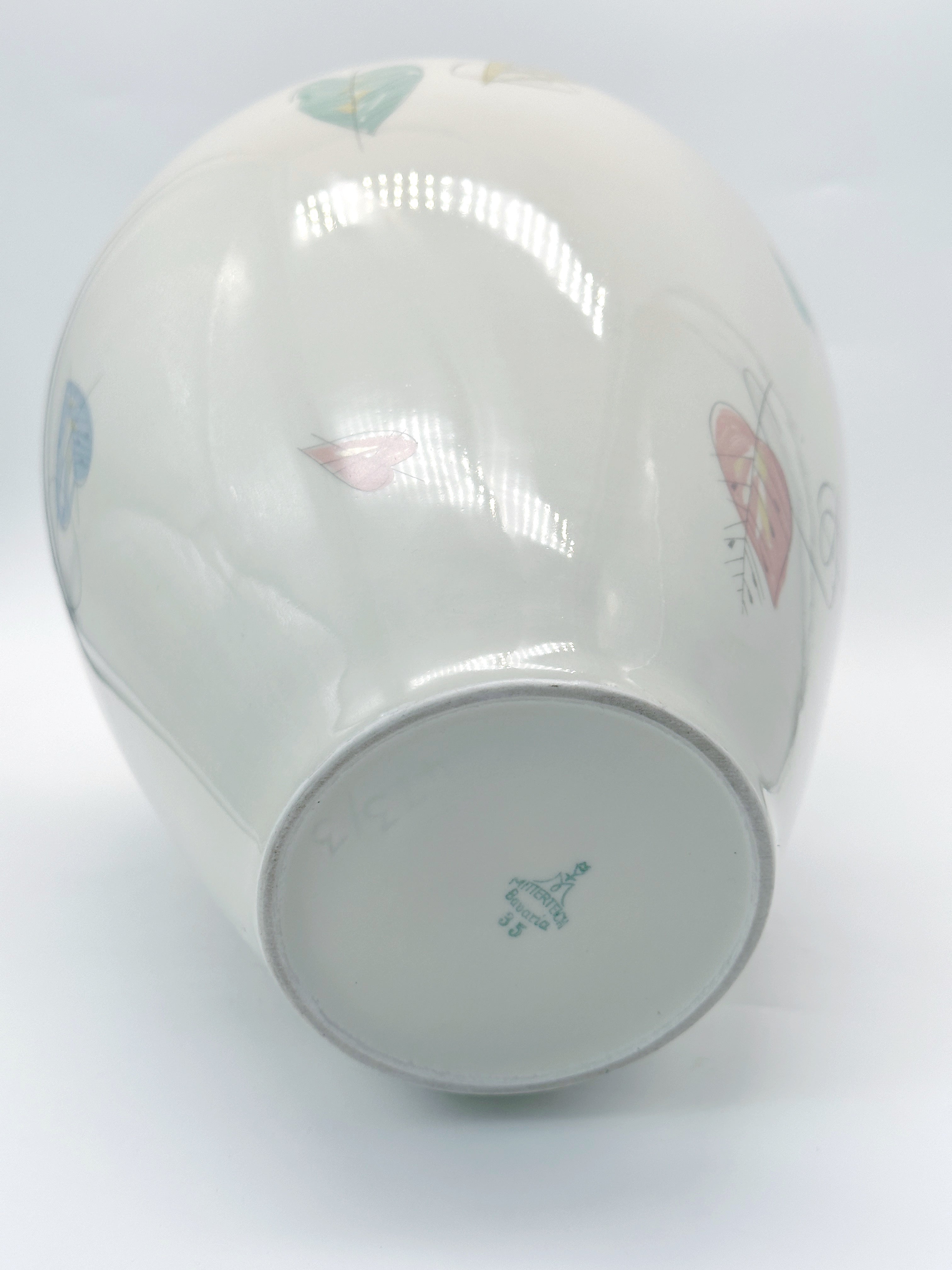 Vintage Vase von Mitterteich mit Blattmotiv, 50er Jahre