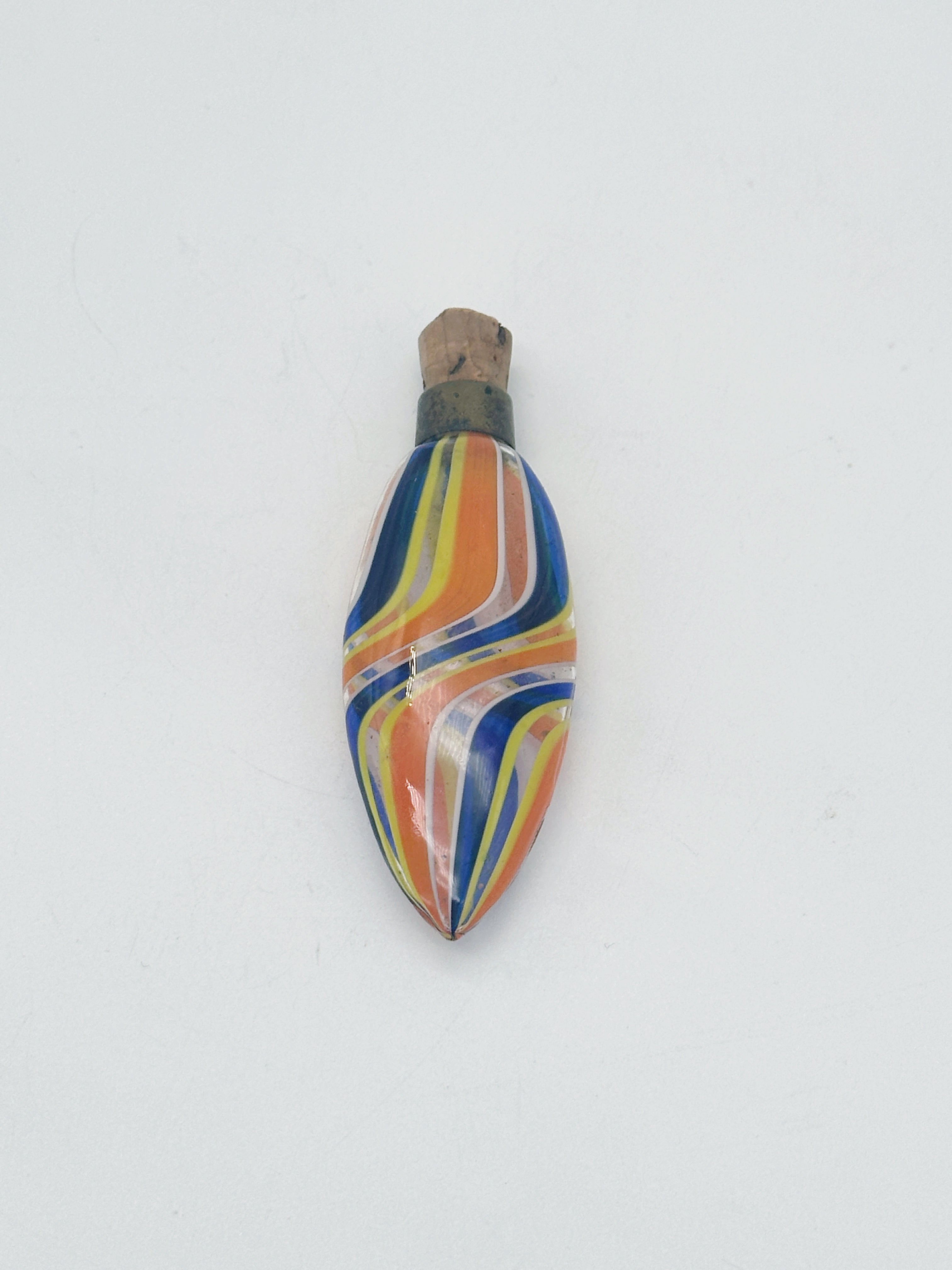 Antiker Murano Parfumflacon in Blau, Orange und Gelb