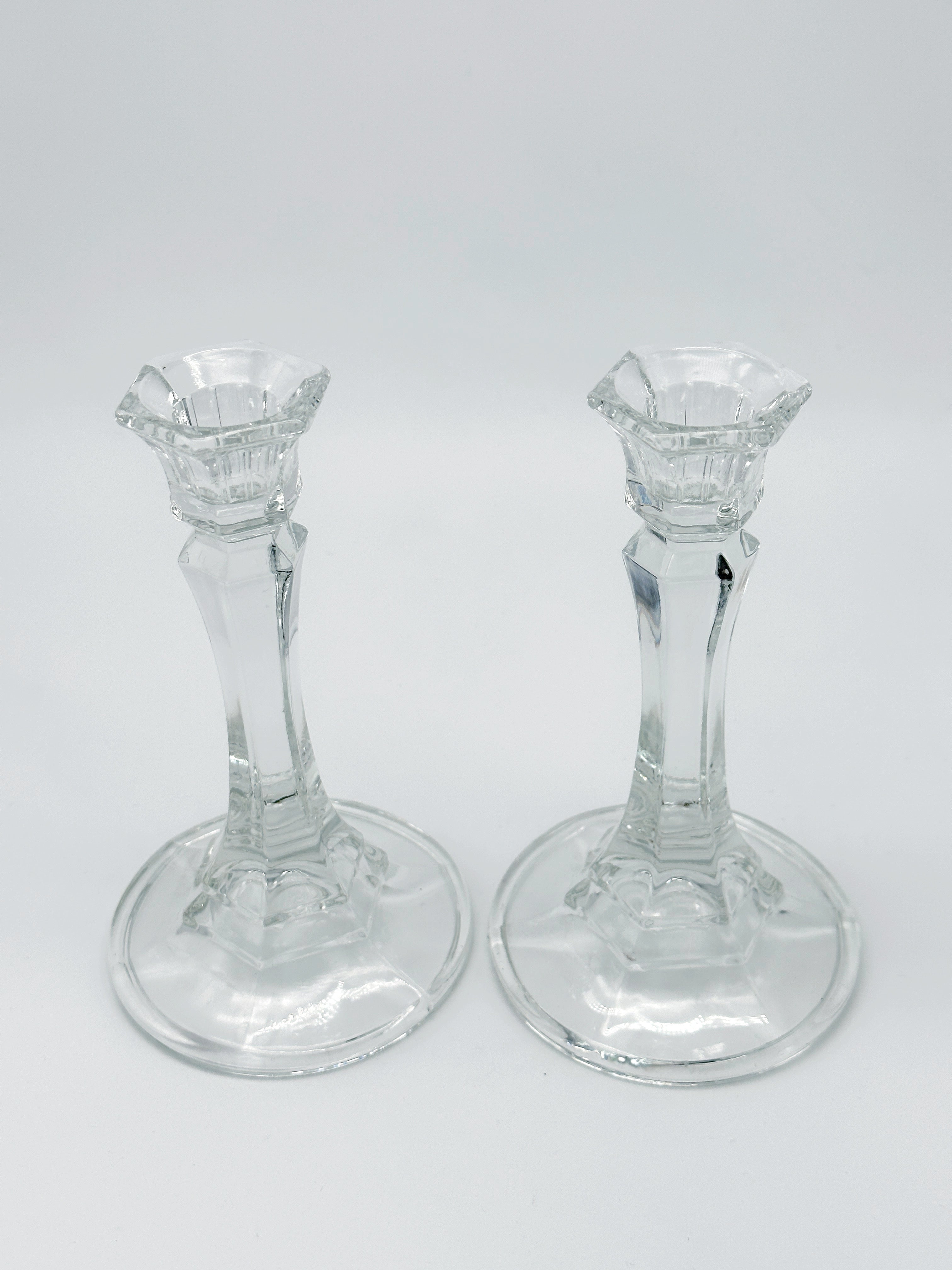Paar Vintage Kerzenständer Glas
