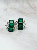 Grüne Vintage Chunky Ohrhänger mit Lucite und Glaskristallen