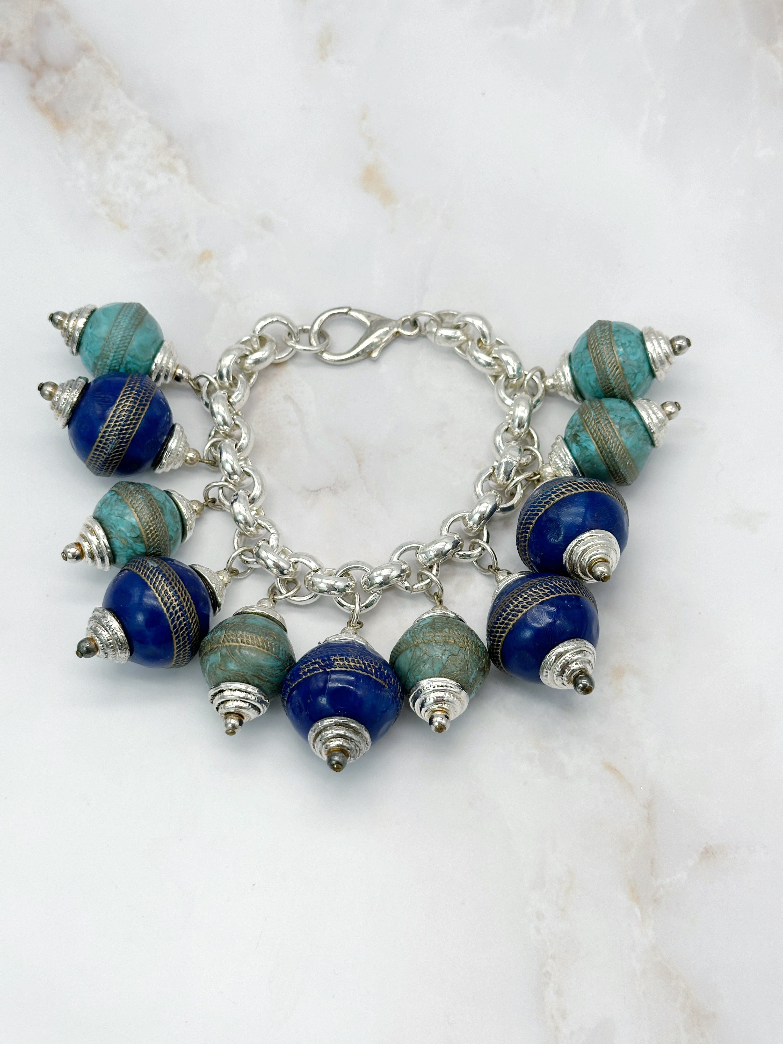 Vintage link bracelet lightning blue &amp; turquoise