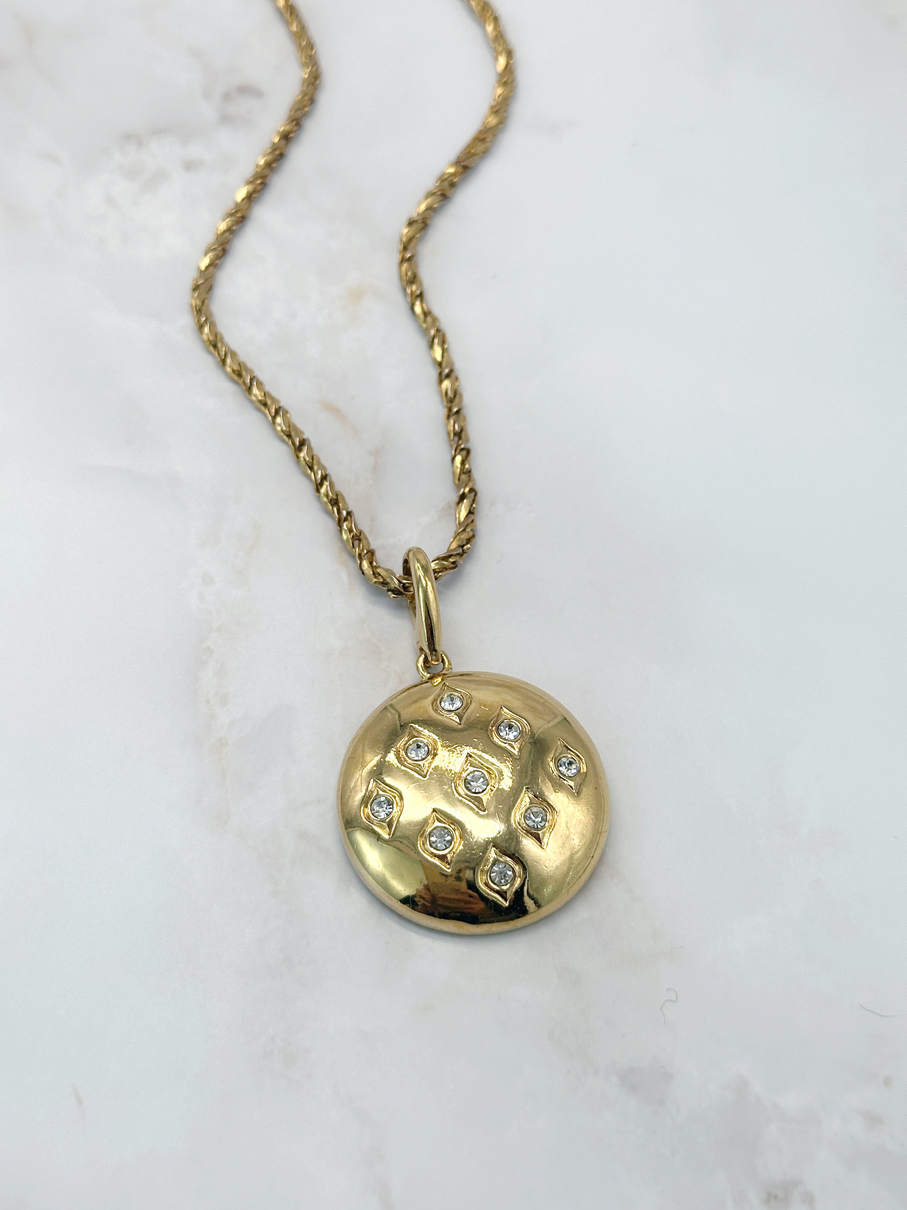 Gedrehte Vintage Halskette mit Strass Anhänger