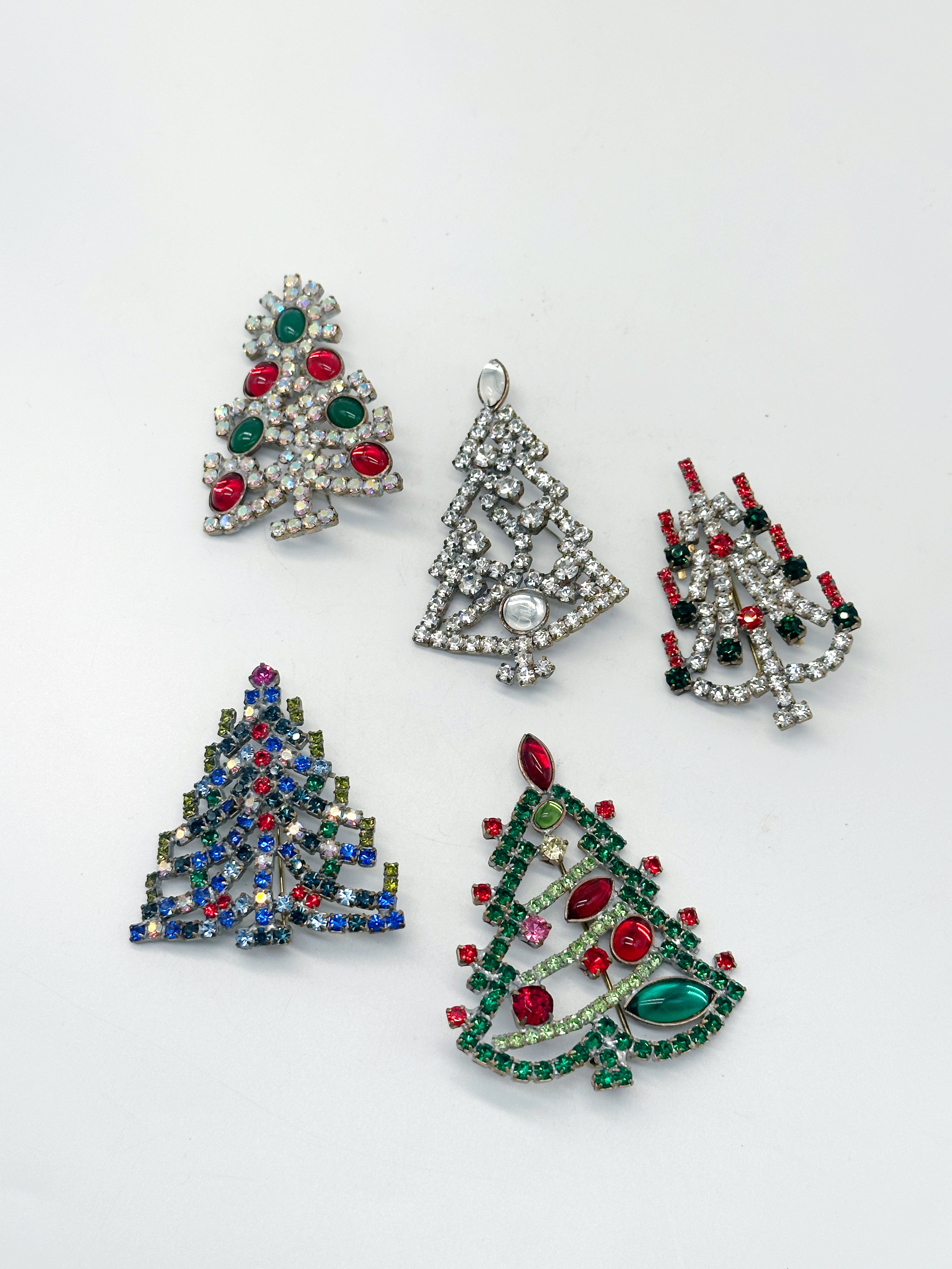 Funkelnde Gablonzer Brosche Christbaum