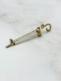 Ausgefallene Vintage Brosche Regenschirm mit Perlmutt