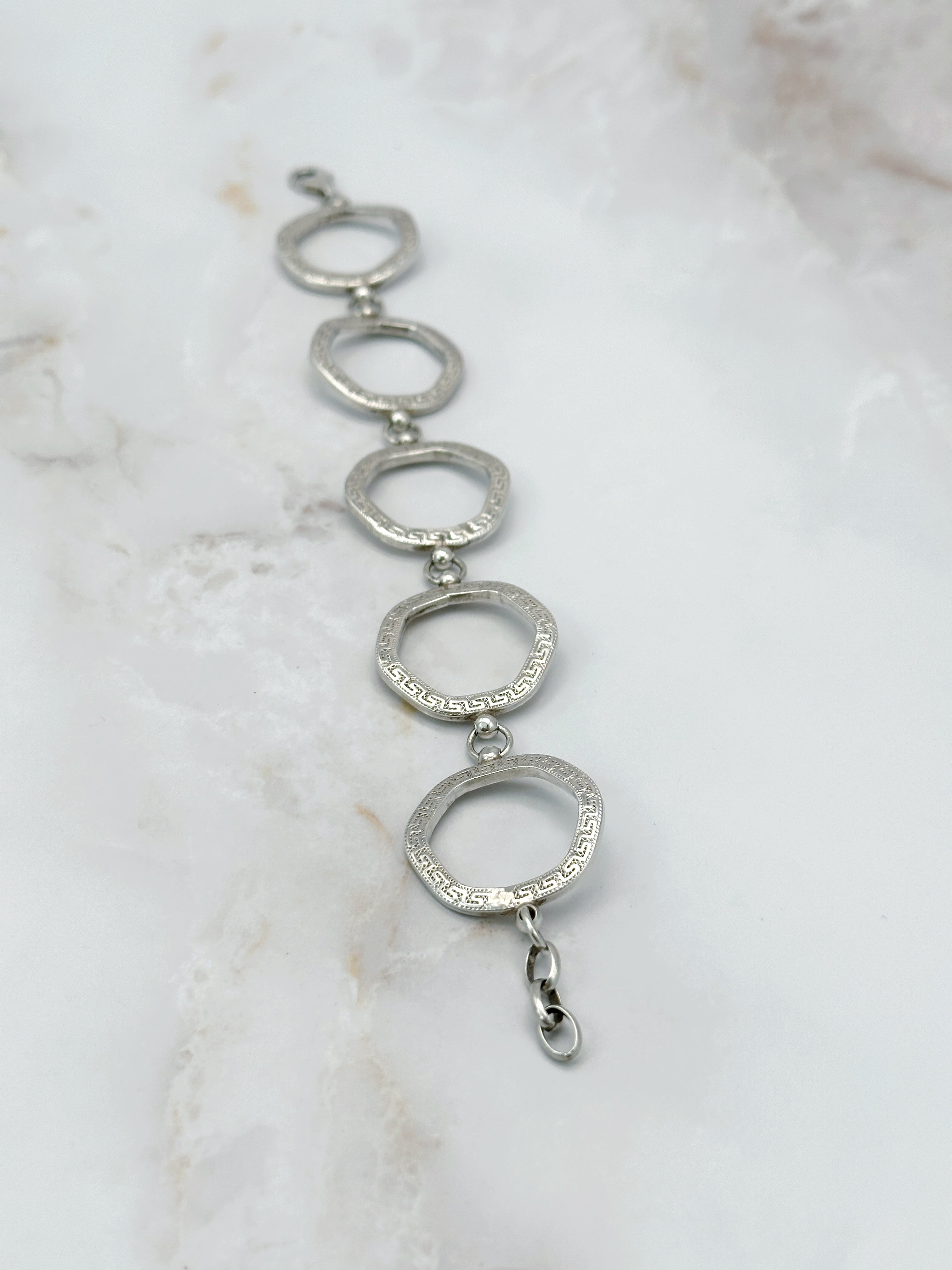 Unusual vintage link bracelet in silver