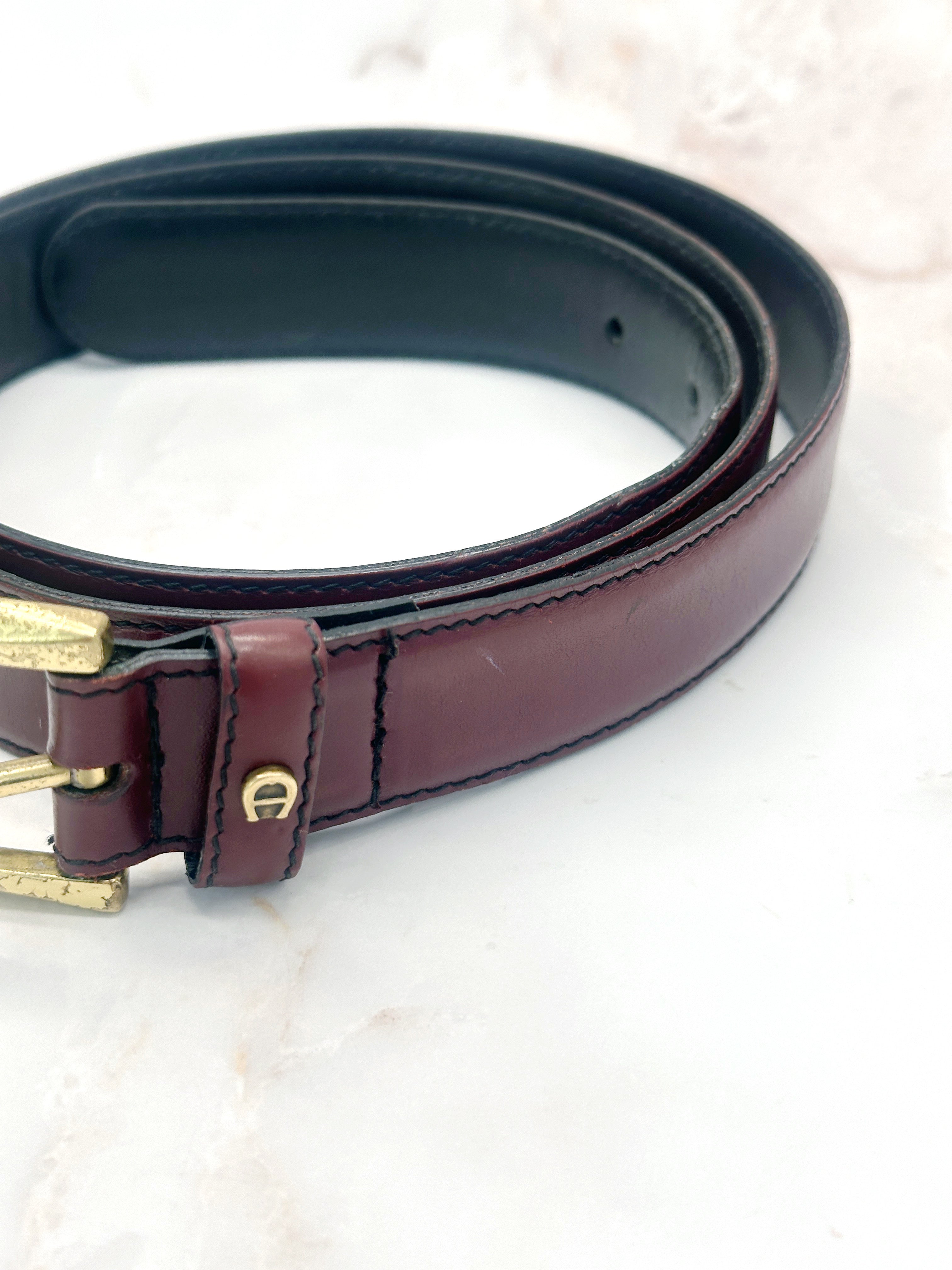 Vintage Gürtel von Aigner aus bordeauxrotem Leder