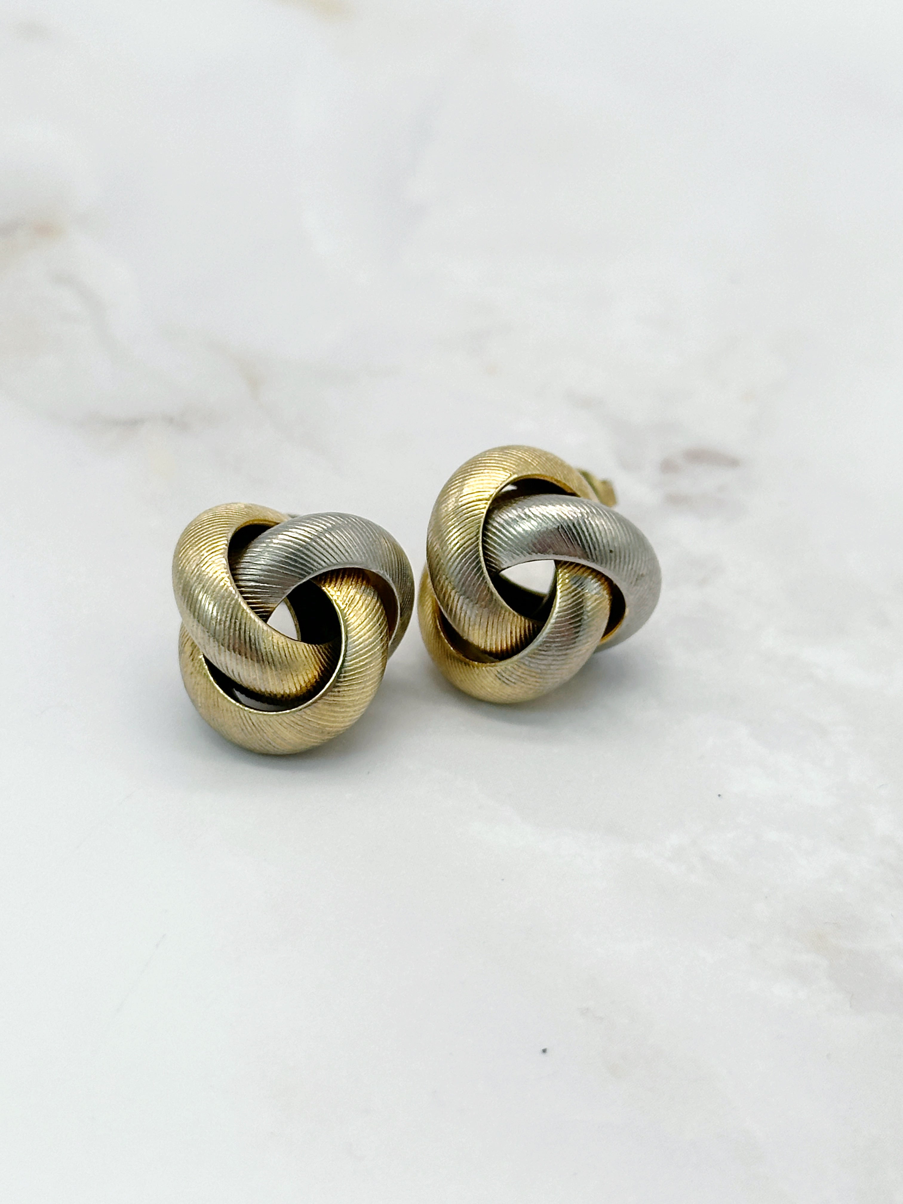 Vintage Ohrhänger Knoten Bicolor Gold Silber