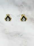 Vergoldete Ohrclips in Art-Déco-Form mit Strass und schwarzem Emaille
