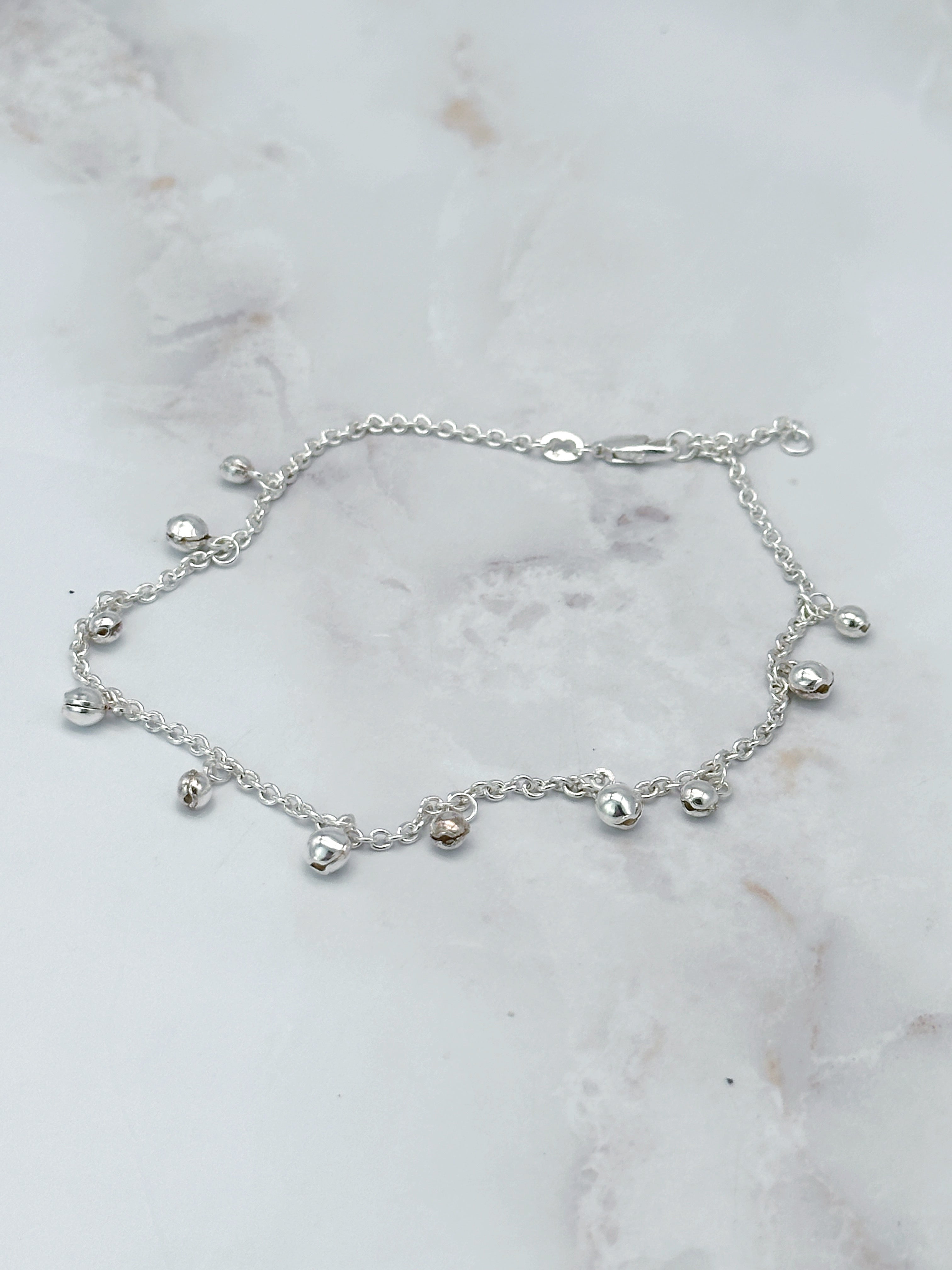 Fußkettchen aus 925 Sterling Silber mit Kugelanhängern