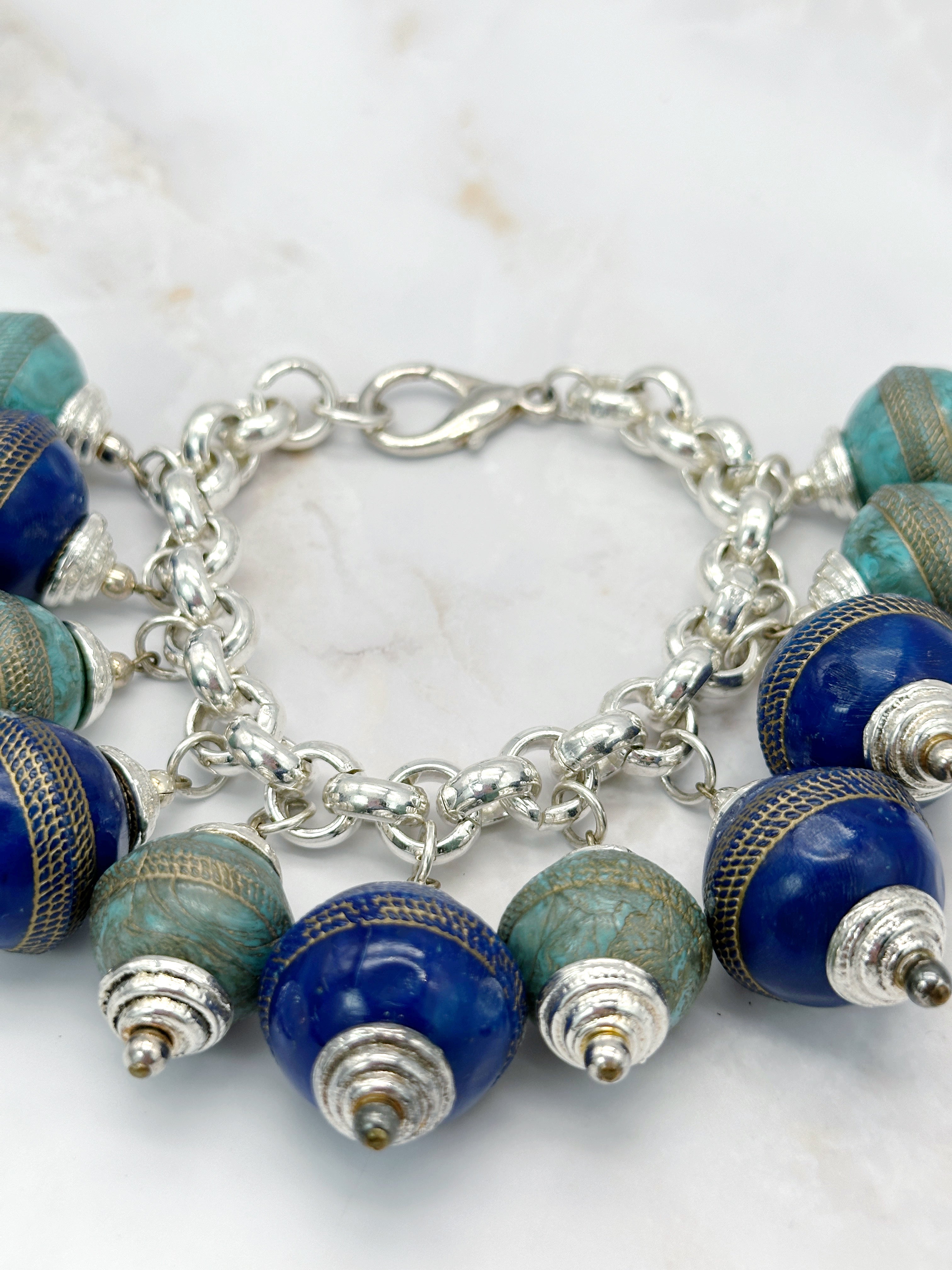 Vintage link bracelet lightning blue &amp; turquoise