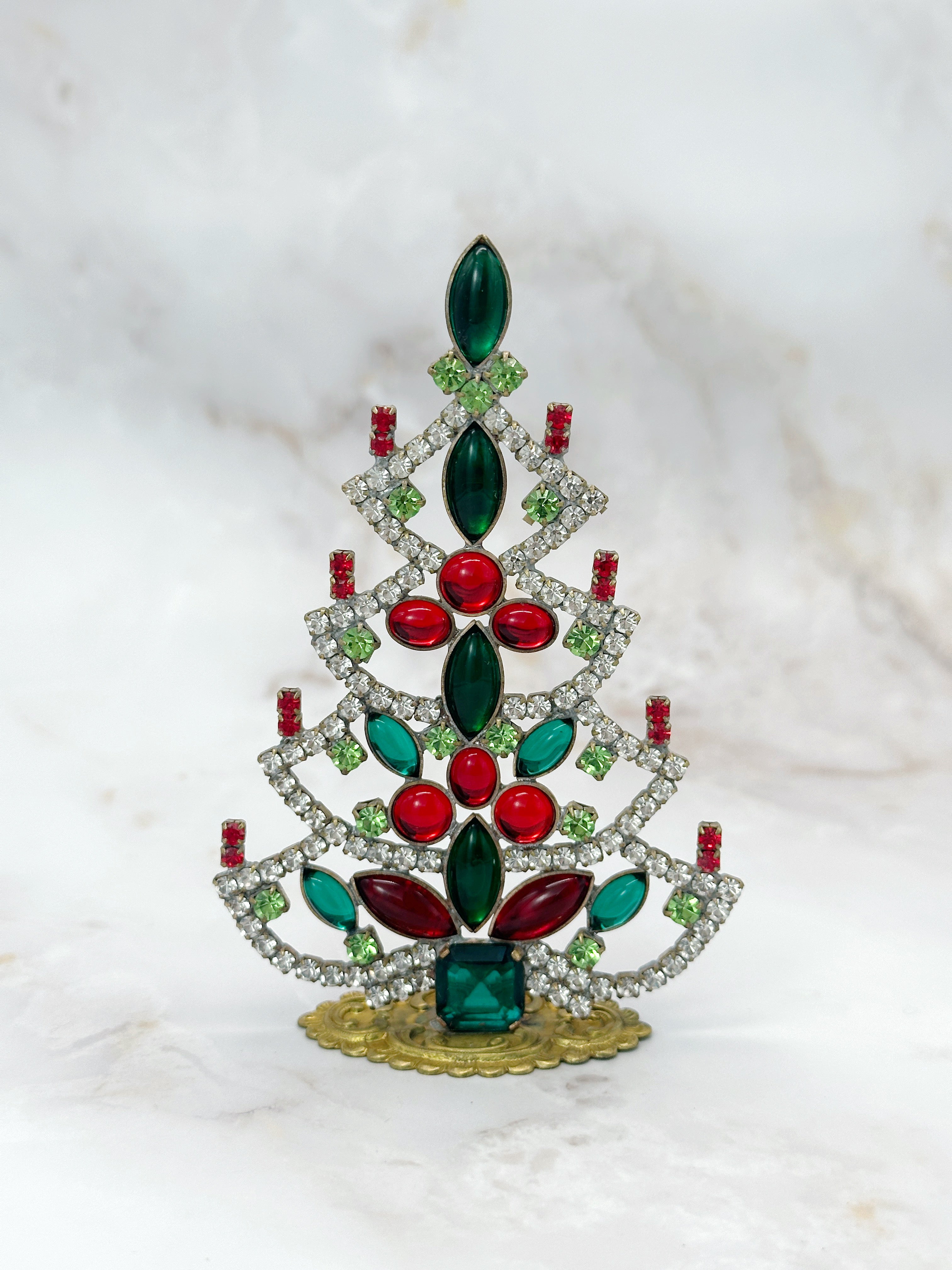 Vintage Gablonzer Christbaum aus Strass & Kristall