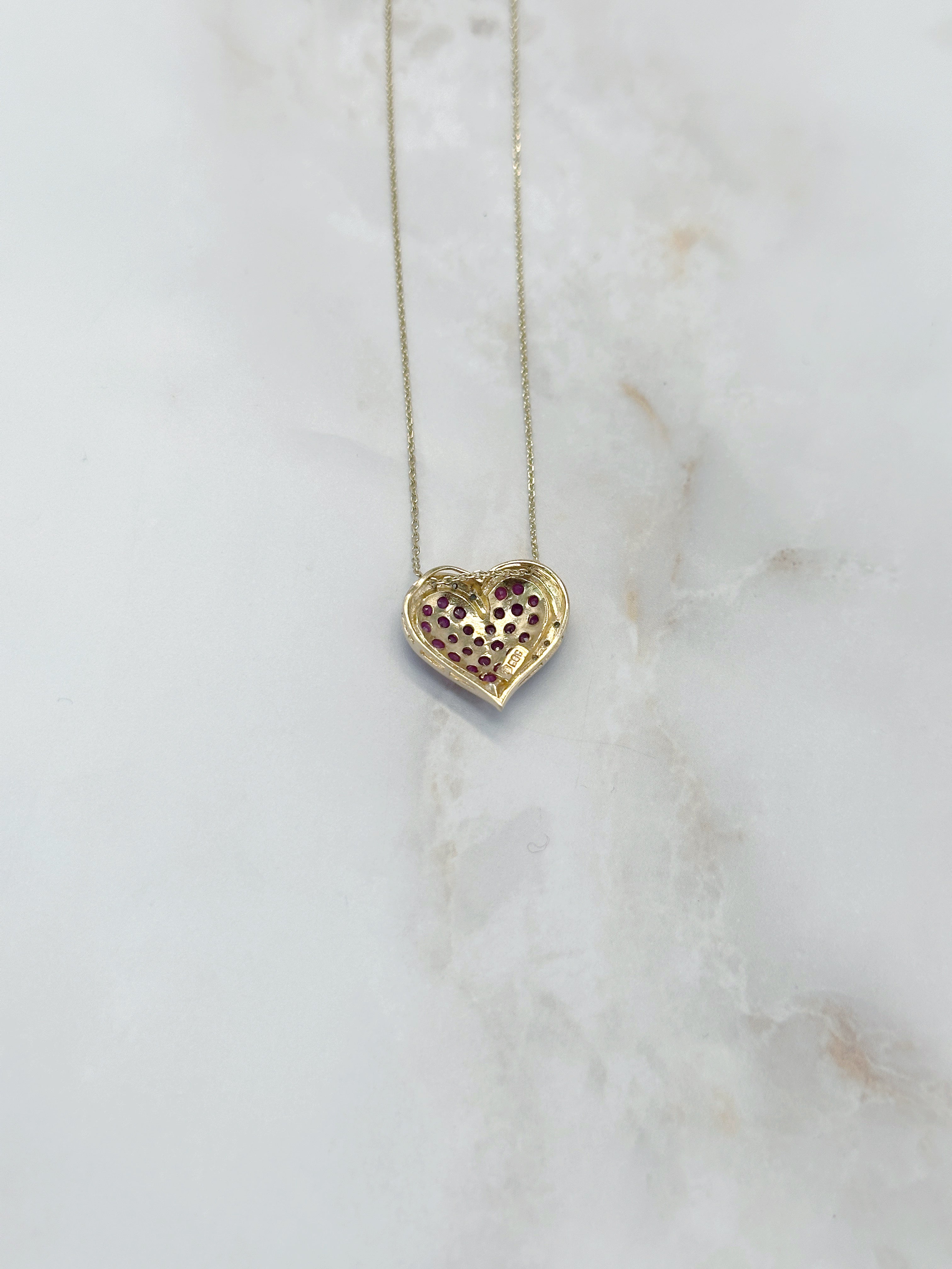 Filigrane Goldkette 585 mit Diamant Rubin Herz