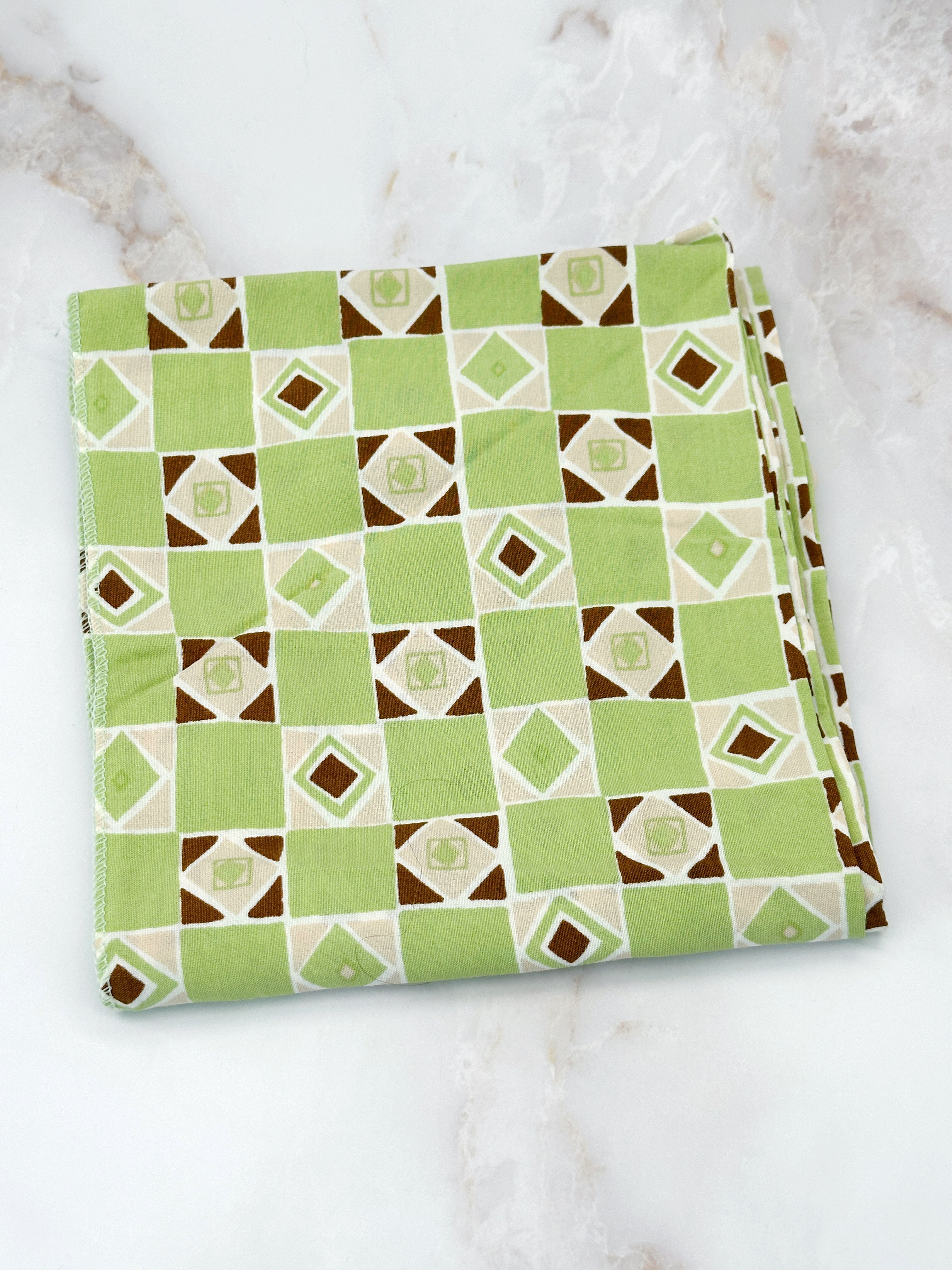 Vintage Viscose Schal in Limettengrün und Braun um 1960