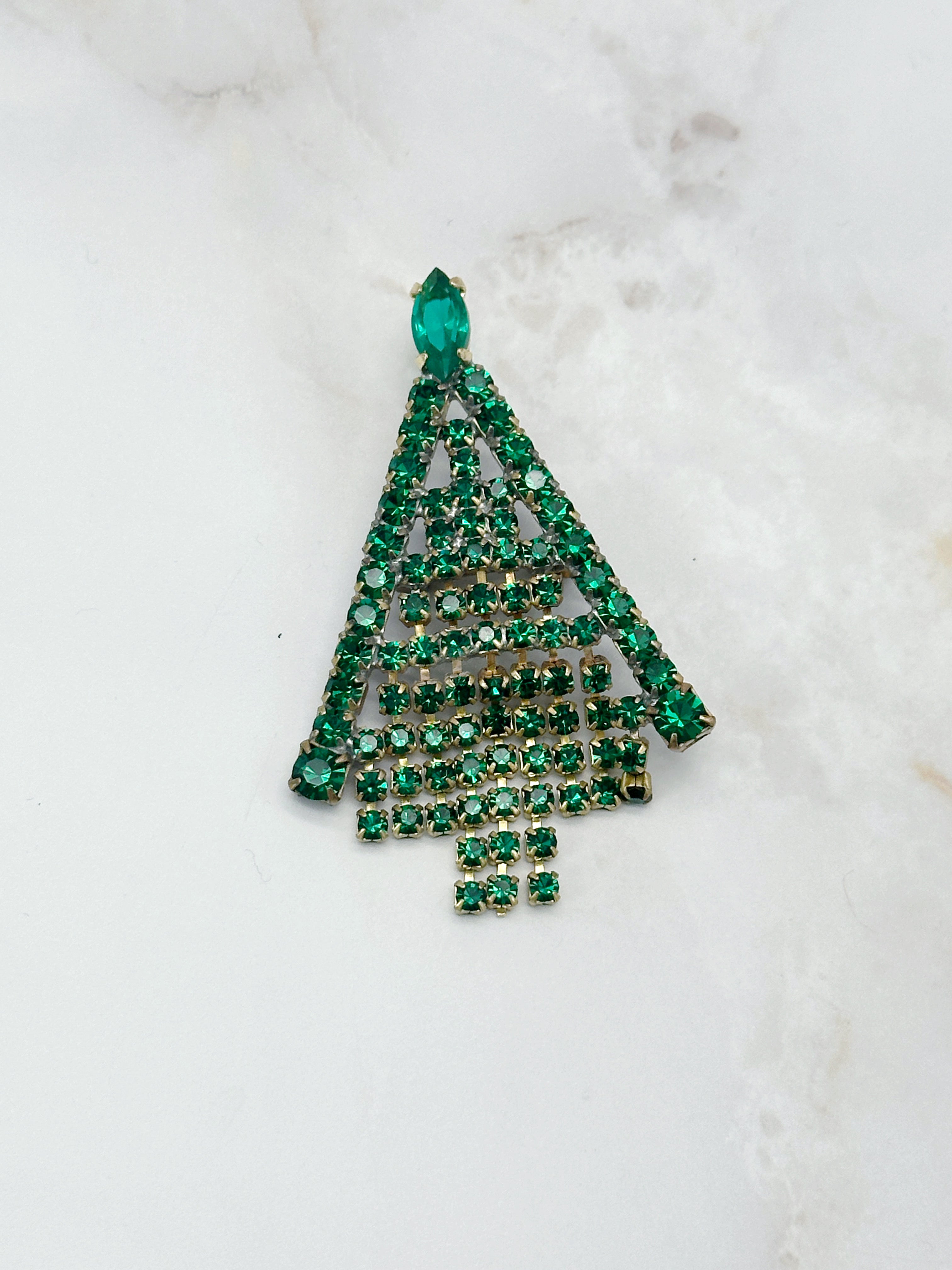 Funkelnde Gablonzer Brosche Christbaum