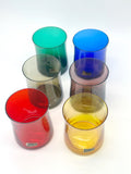6er Set bunte Vintage Gläser Belgien um 1960