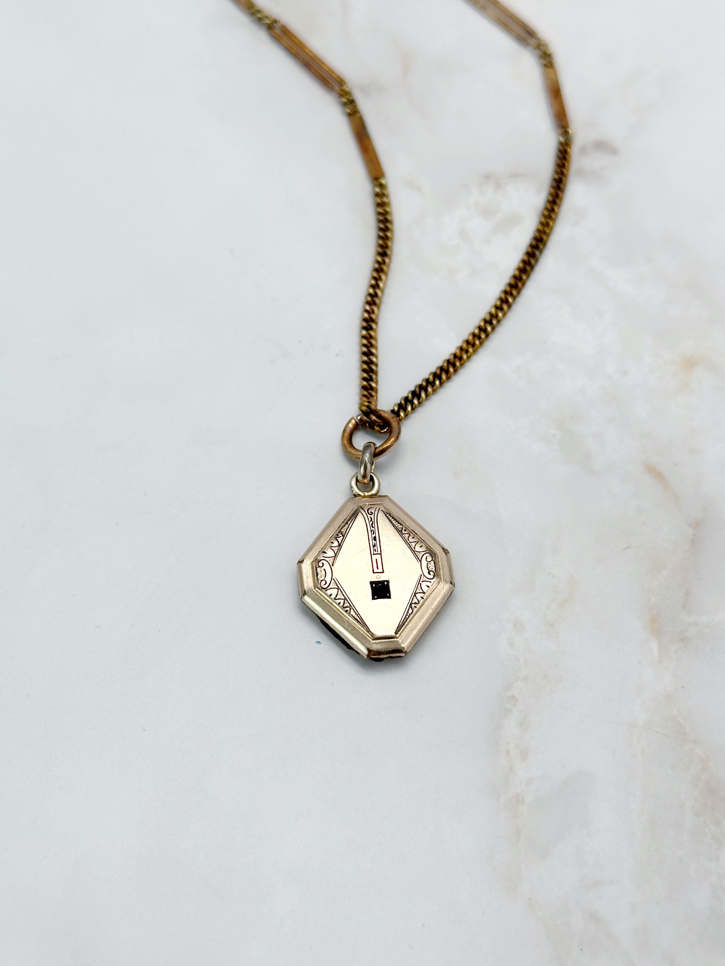 Antike Jugendstil Kette mit Medaillon Doublé