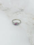 Zarter Vintage Ring in 585 Weißgold mit Rubin und Diamanten