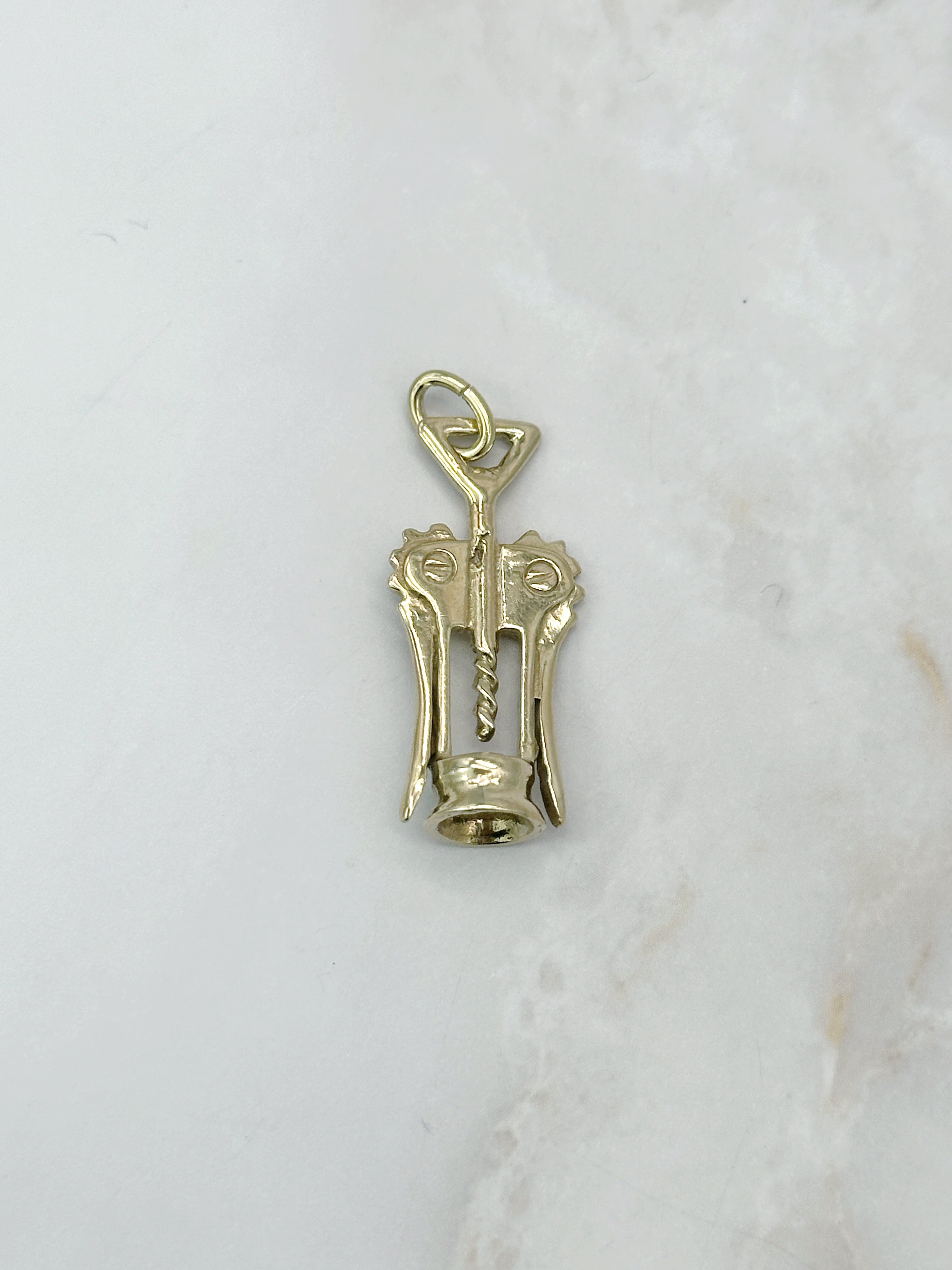 Korkenzieher Charm Anhänger in 585 Gelbgold