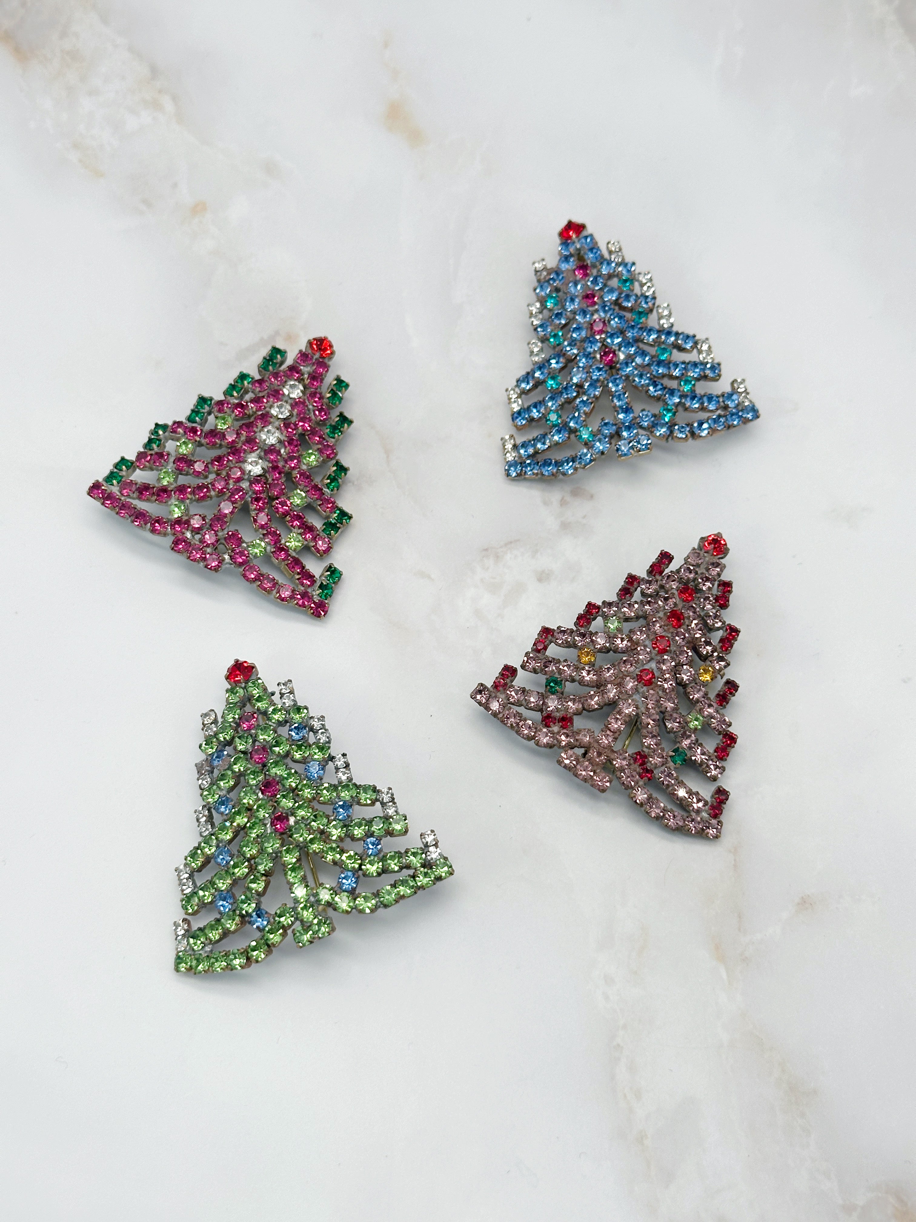 Funkelnde Gablonzer Brosche Christbaum