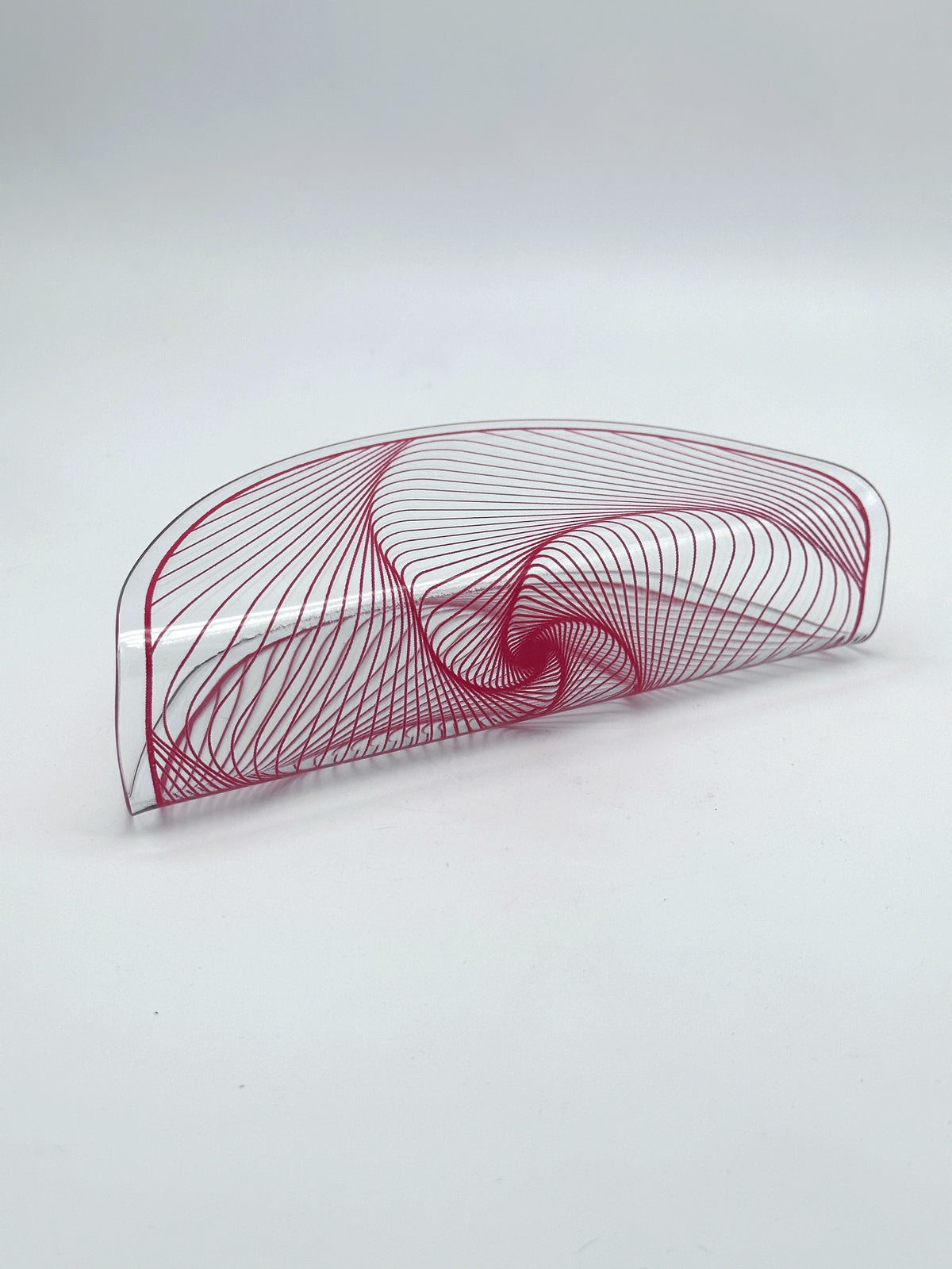 Vintage Serviettenhalter aus Glas mit rotem geometrischem Muster
