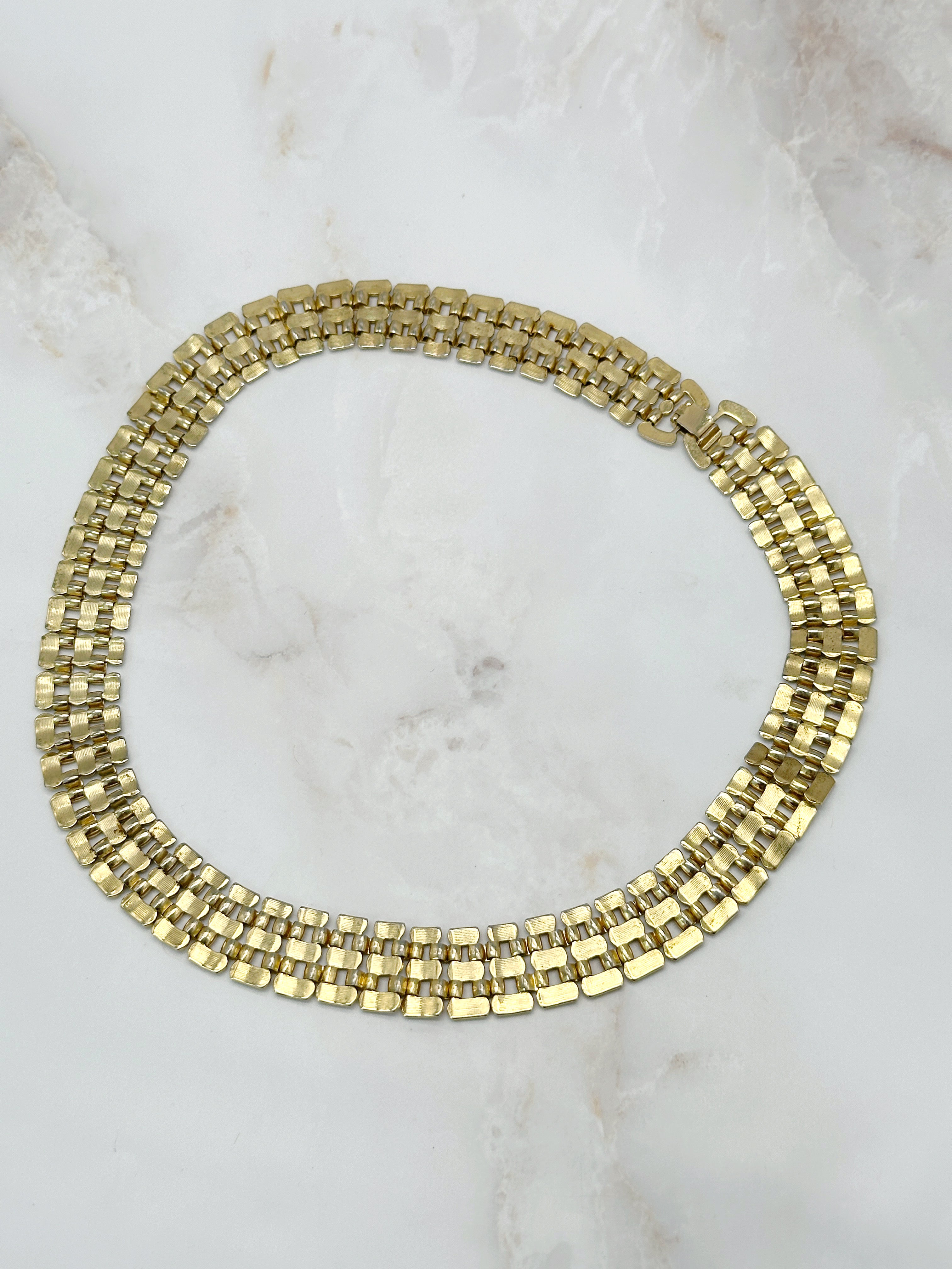 Breite Vintage Halskette mit feiner Gliederstruktur