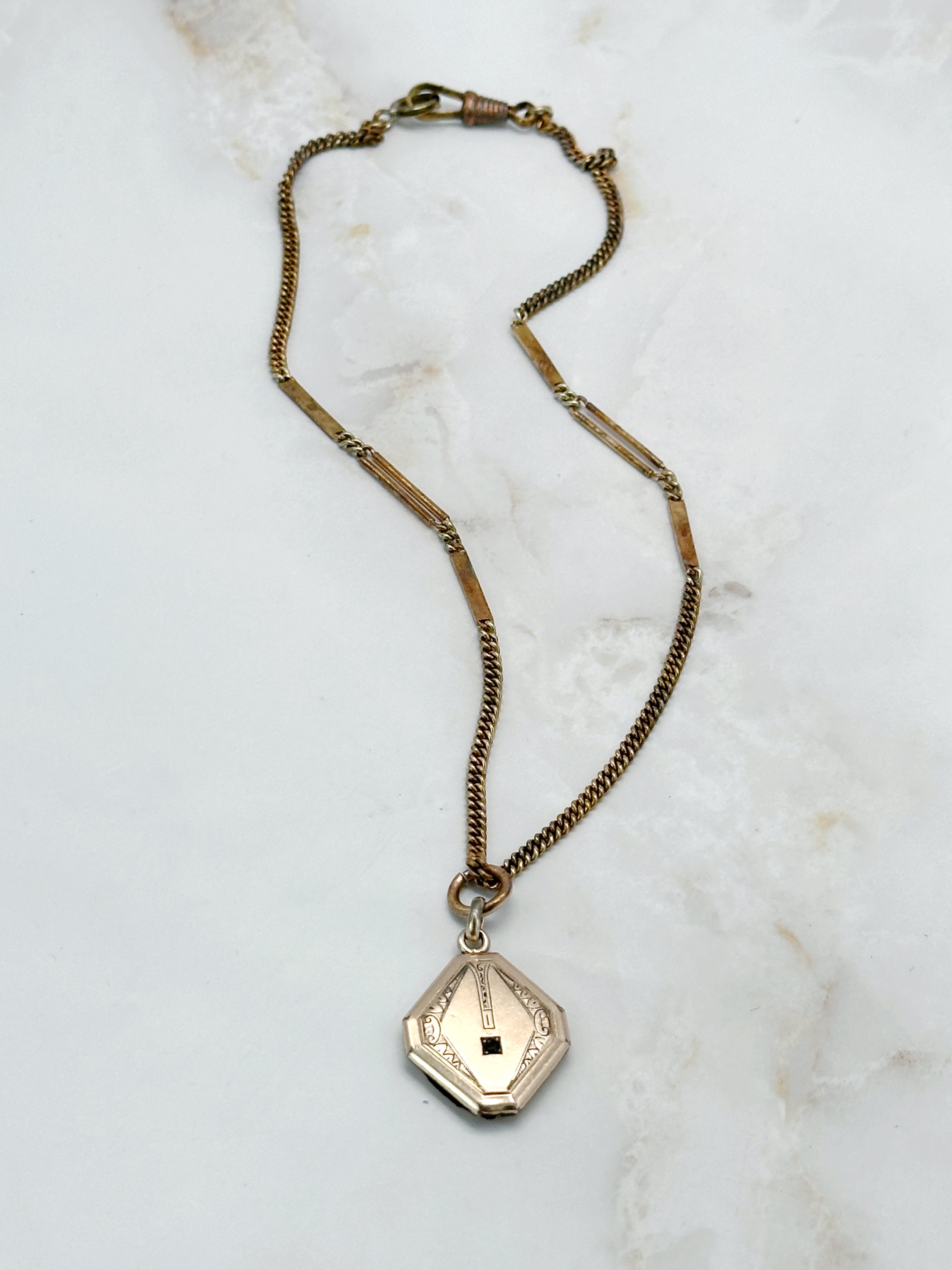 Antike Jugendstil Kette mit Medaillon Doublé