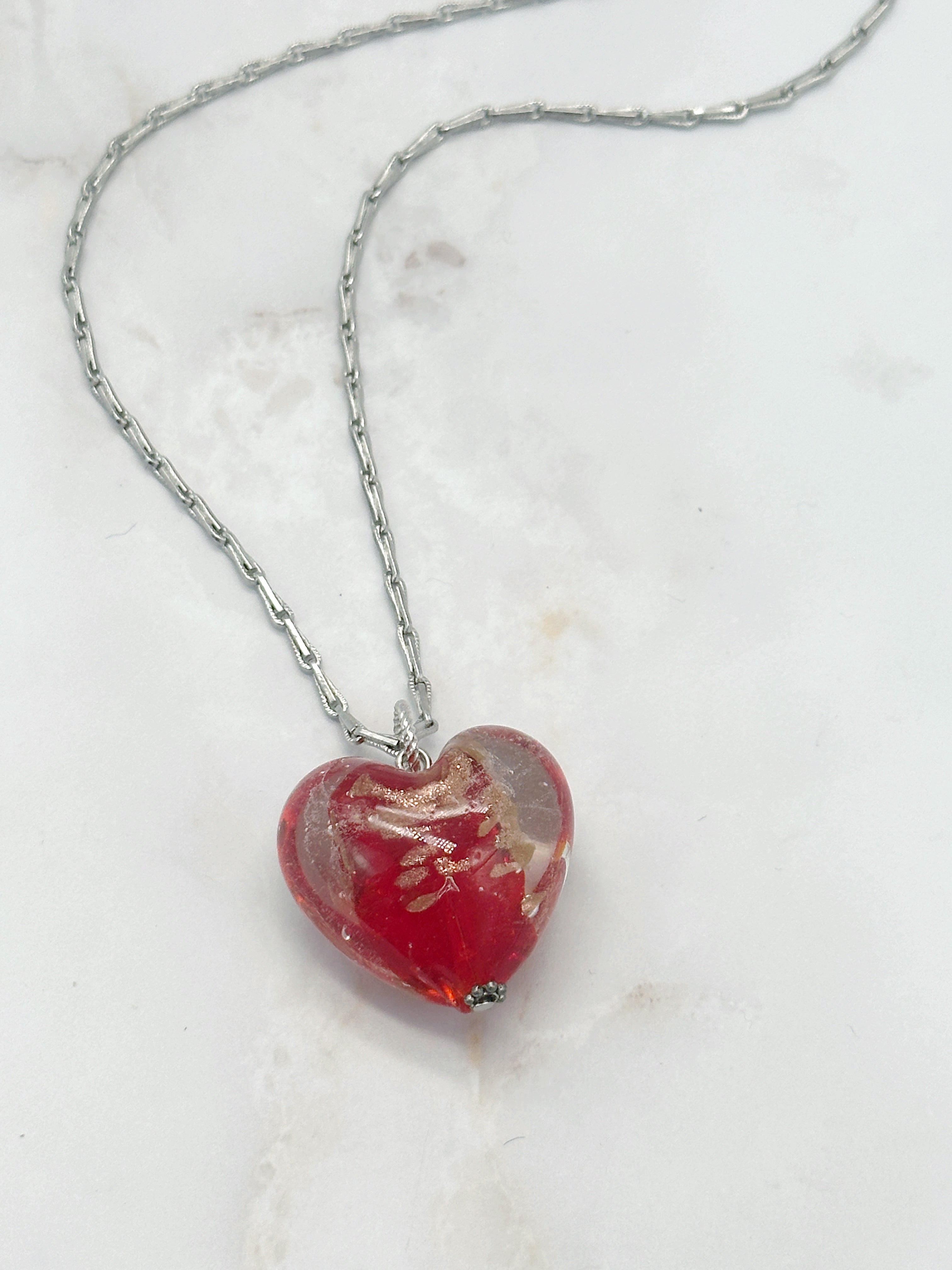 Vintage Anhänger – Rotes Muranoglas Herz