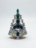 Gablonzer Christbaum mit klaren Glassteinen und bunten Glascabochons