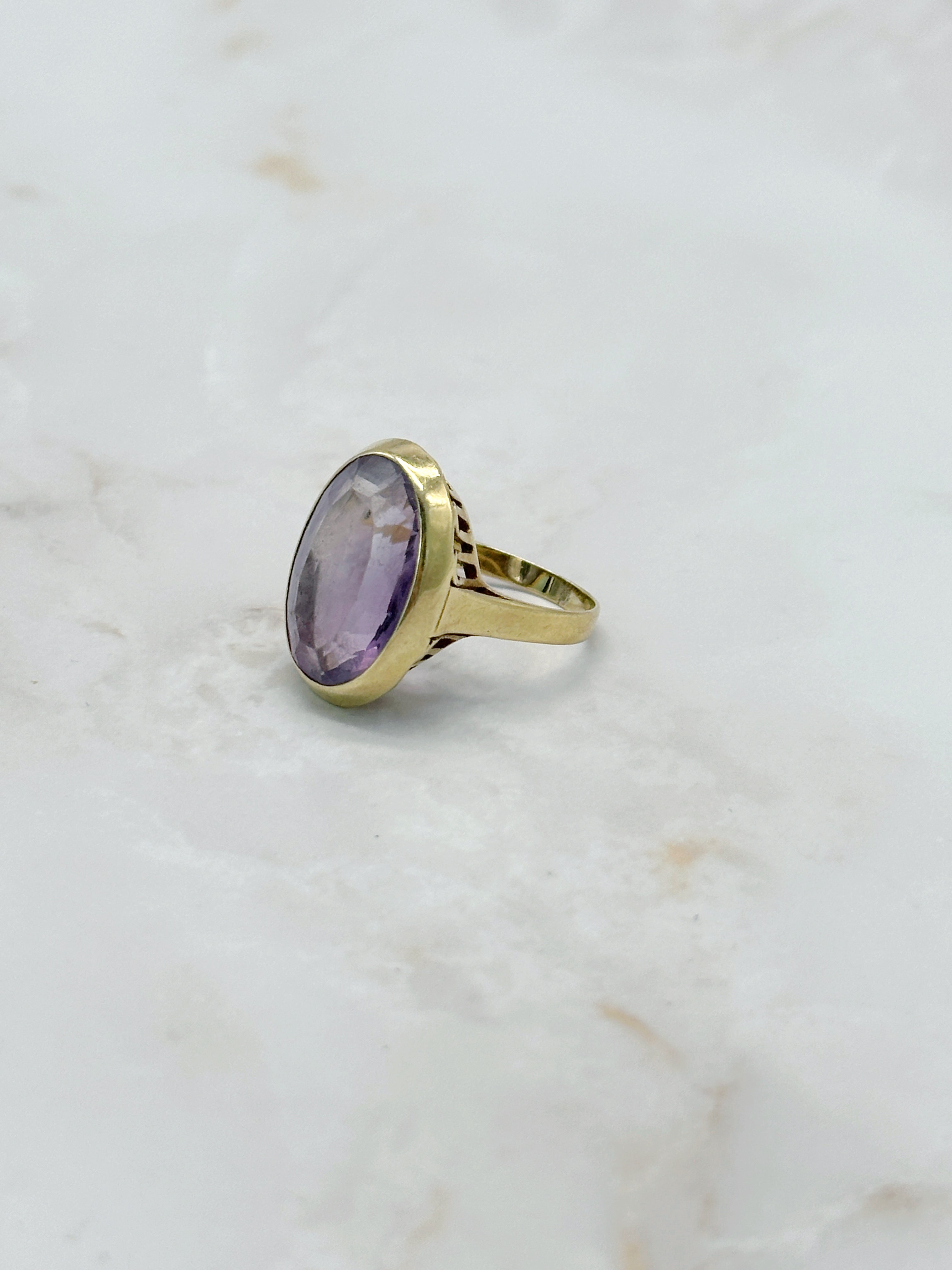 Eleganter Vintage Ring in 585 Gelbgold mit Amethyst